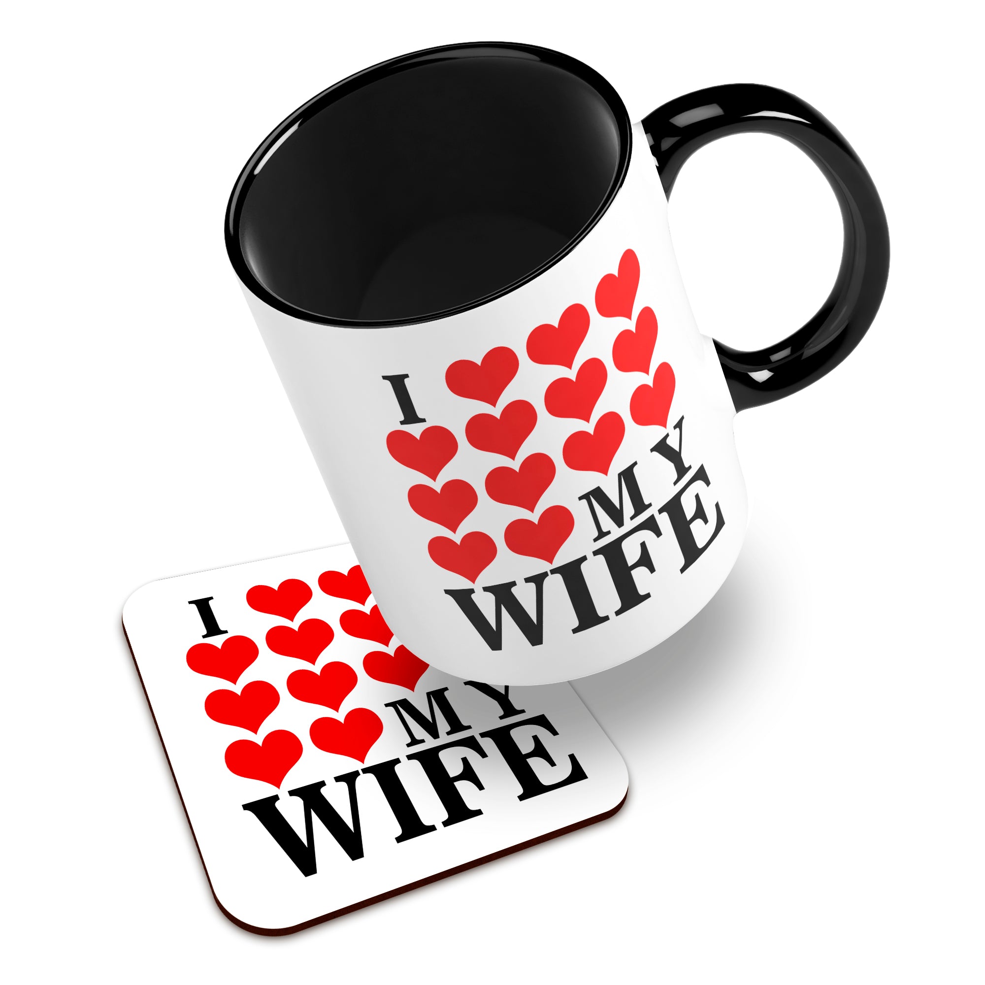 I Love My (Heart Design) Ceramic Mug With High-Gloss Coaster