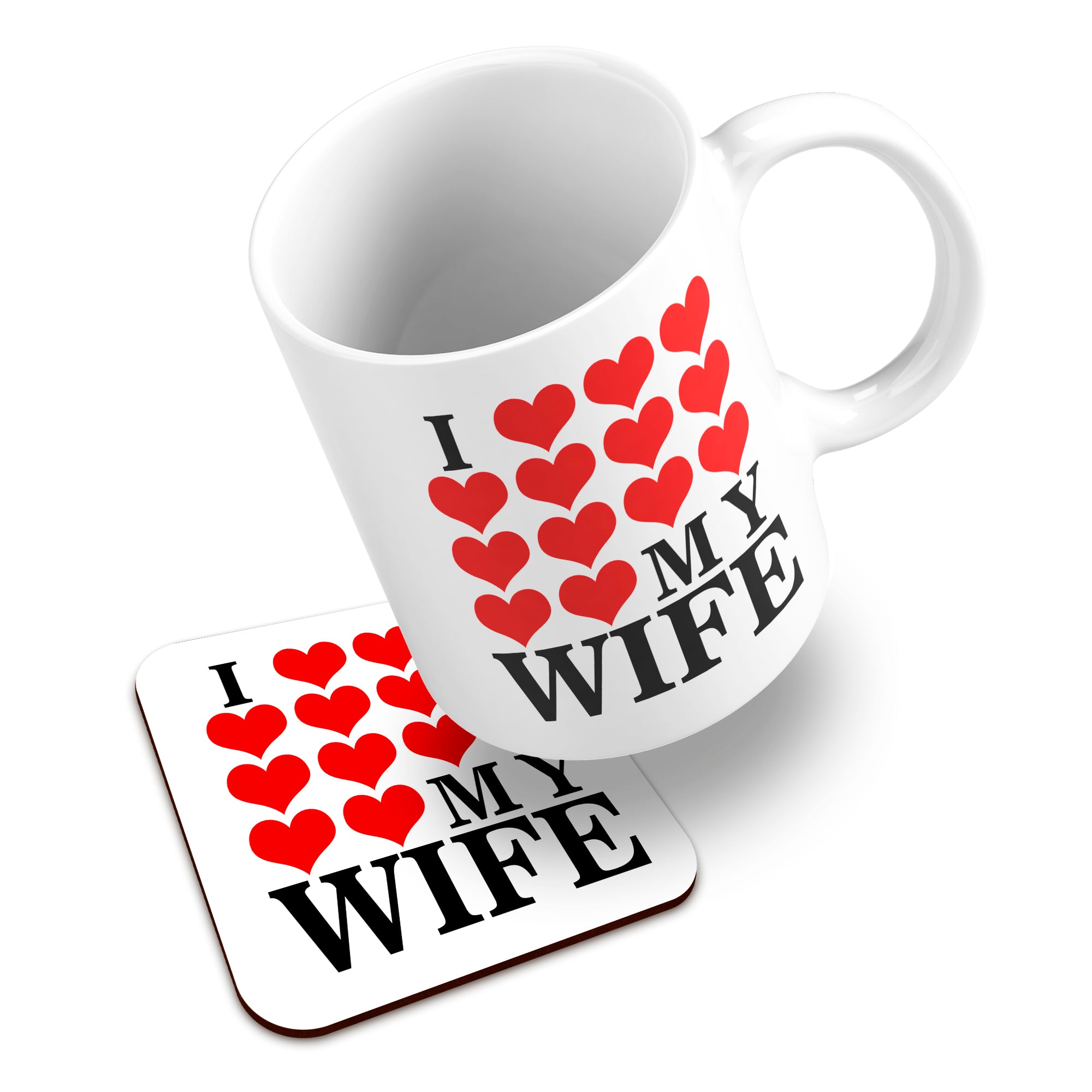I Love My (Heart Design) Ceramic Mug With High-Gloss Coaster