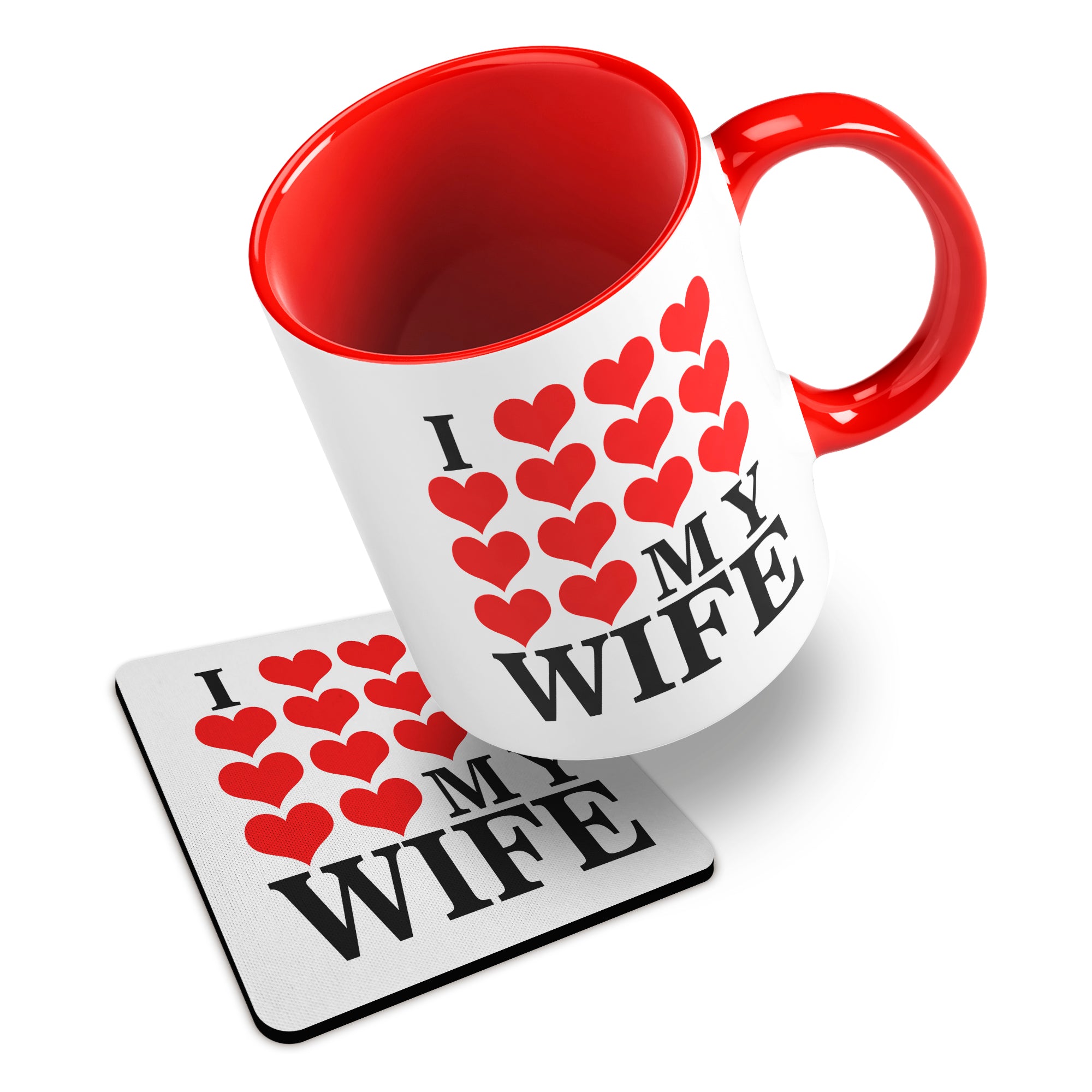 I Love My (Heart Design) Ceramic Mug With Rubber Coaster