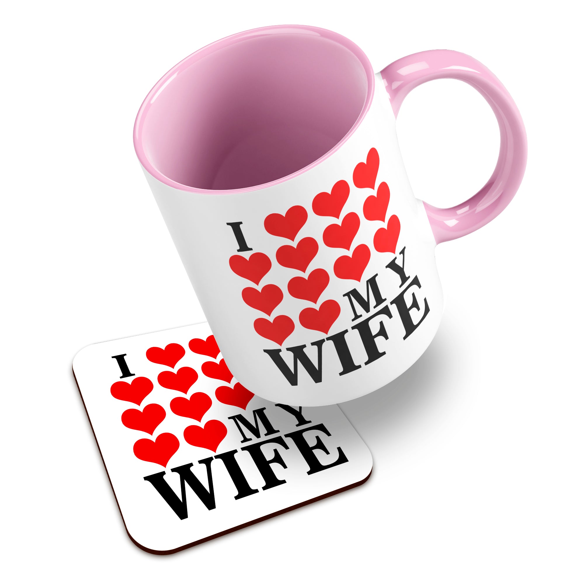 I Love My (Heart Design) Ceramic Mug With High-Gloss Coaster