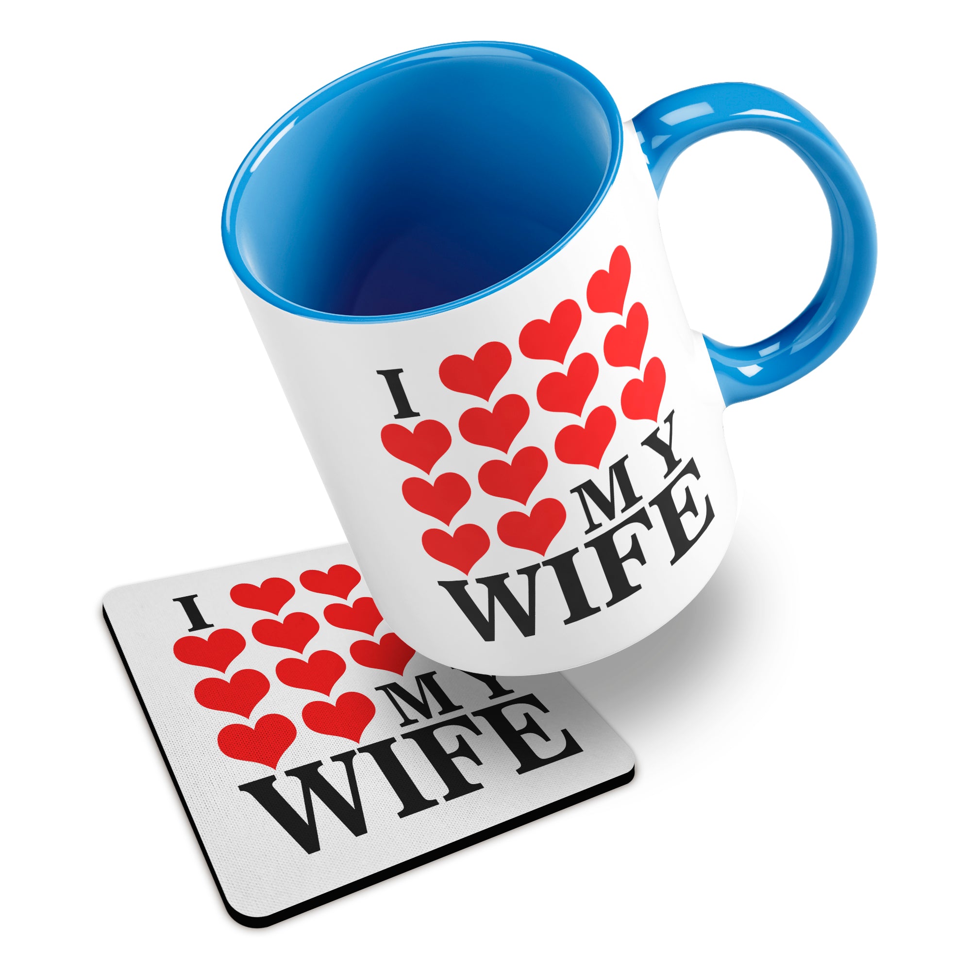 I Love My (Heart Design) Ceramic Mug With Rubber Coaster
