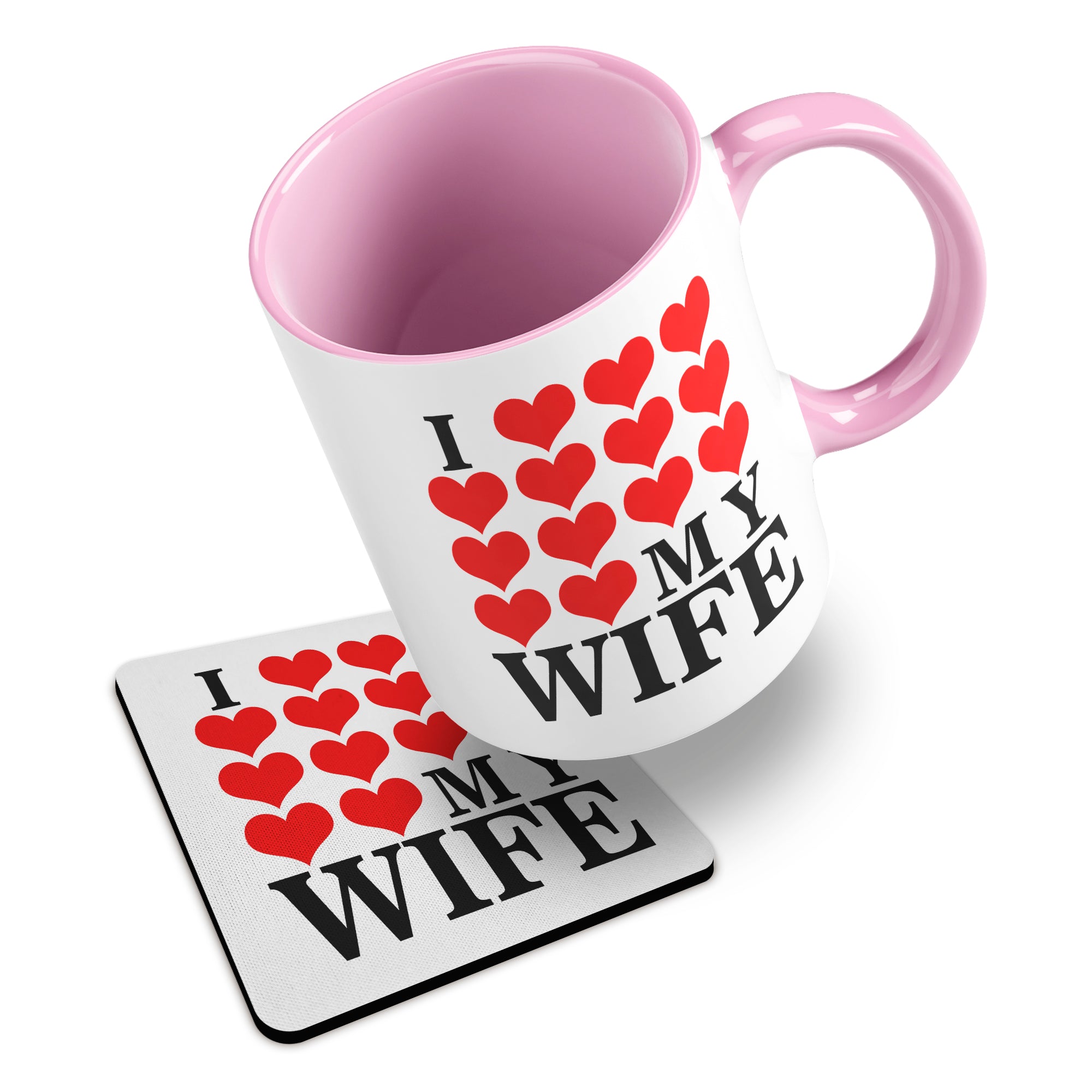 I Love My (Heart Design) Ceramic Mug With Rubber Coaster