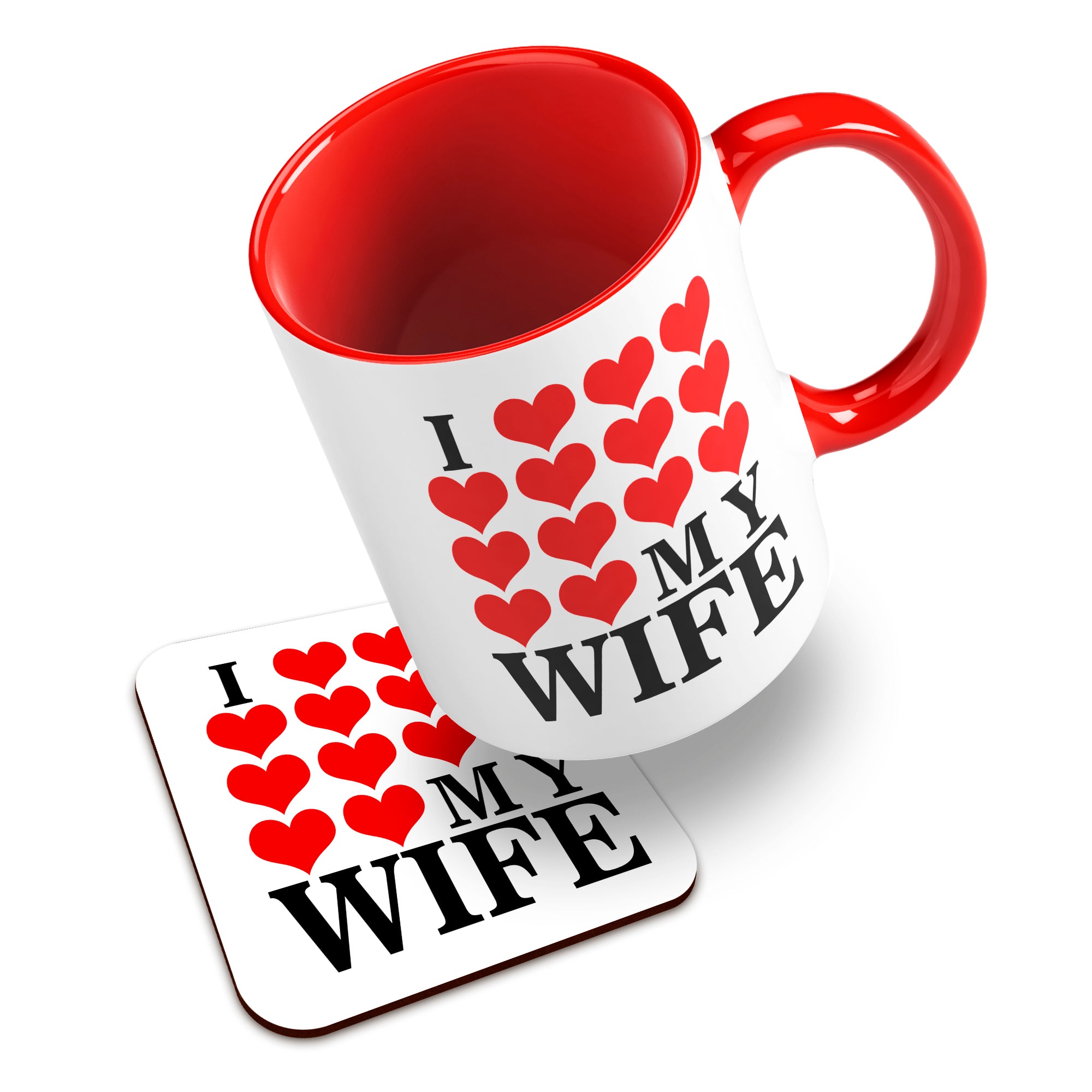 I Love My (Heart Design) Ceramic Mug With High-Gloss Coaster