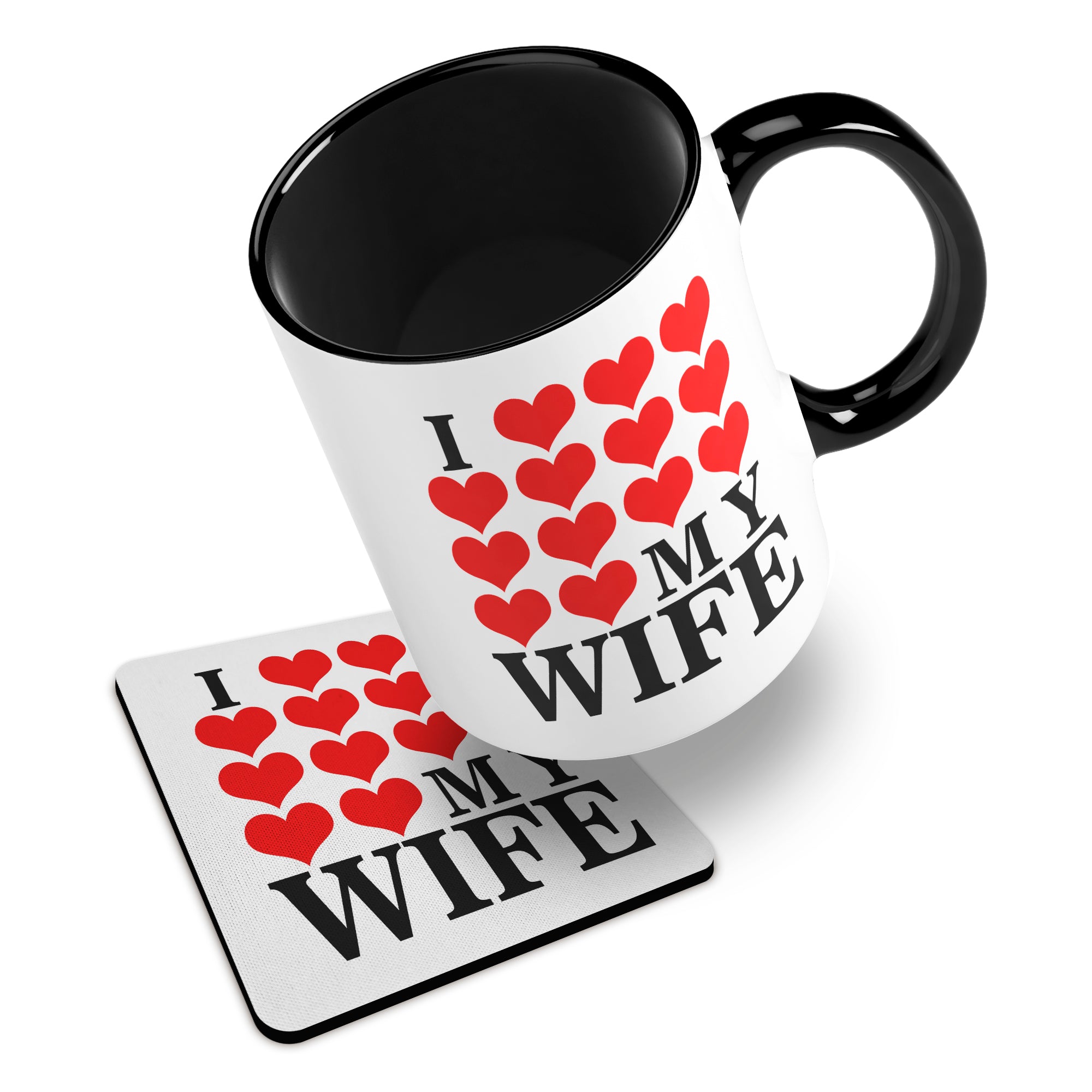 I Love My (Heart Design) Ceramic Mug With Rubber Coaster