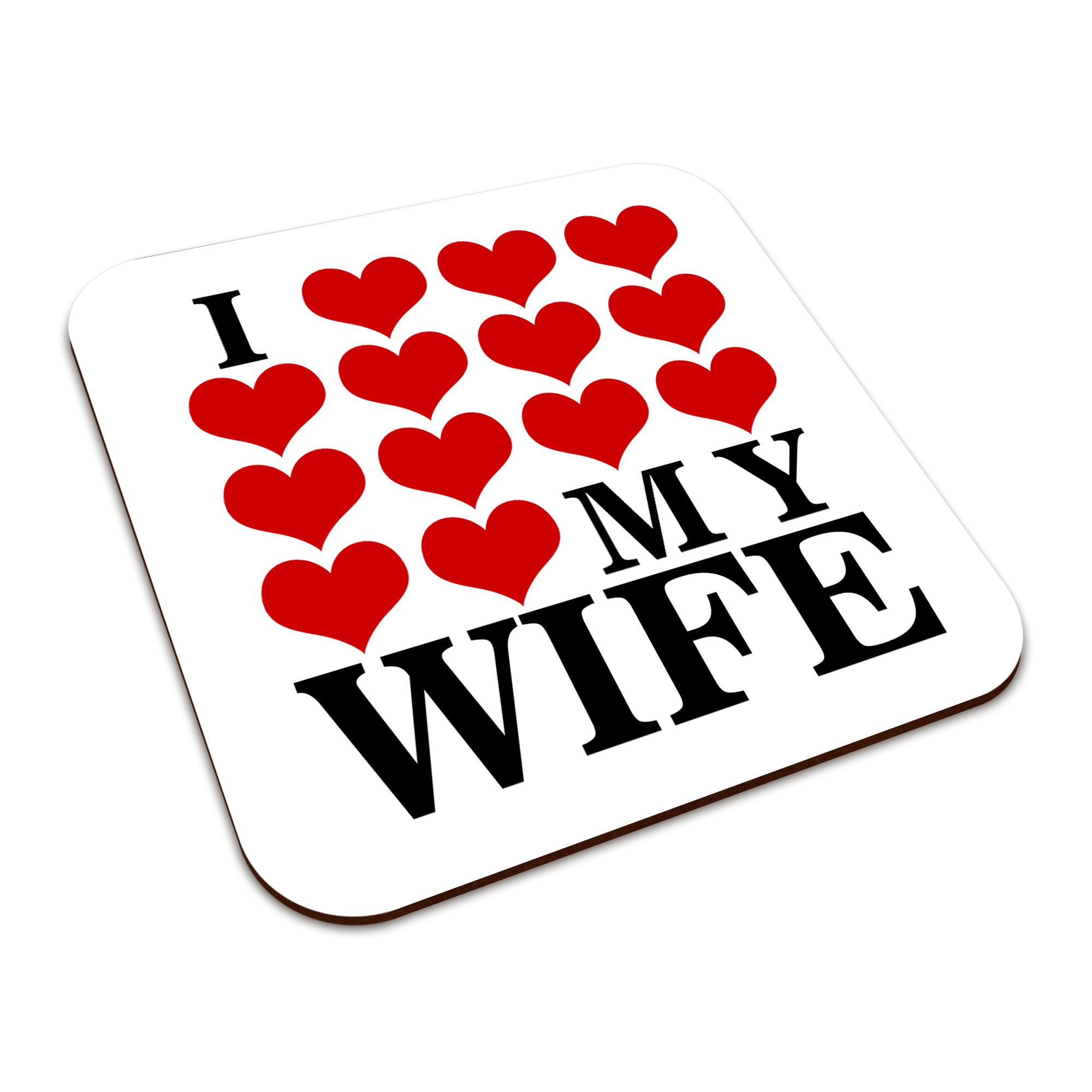 I Love My (Heart Design) Square Smooth High-Gloss Finished Coaster