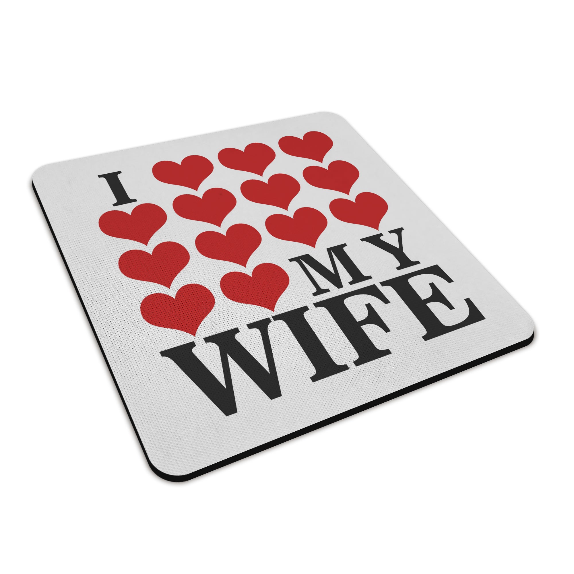 I Love My (Hearts Design) Square Fabric / Rubber Coaster