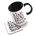 I Love You To The Moon And Back Hearts Ceramic Mug With High-Gloss Coaster