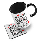 I Love You To The Moon And Back Hearts Ceramic Mug With Rubber Coaster