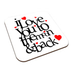I Love You To The Moon And Back Hearts Square Smooth High-Gloss Finished Coaster