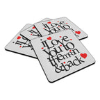 I Love You To The Moon And Back Hearts Square Fabric / Rubber Coaster