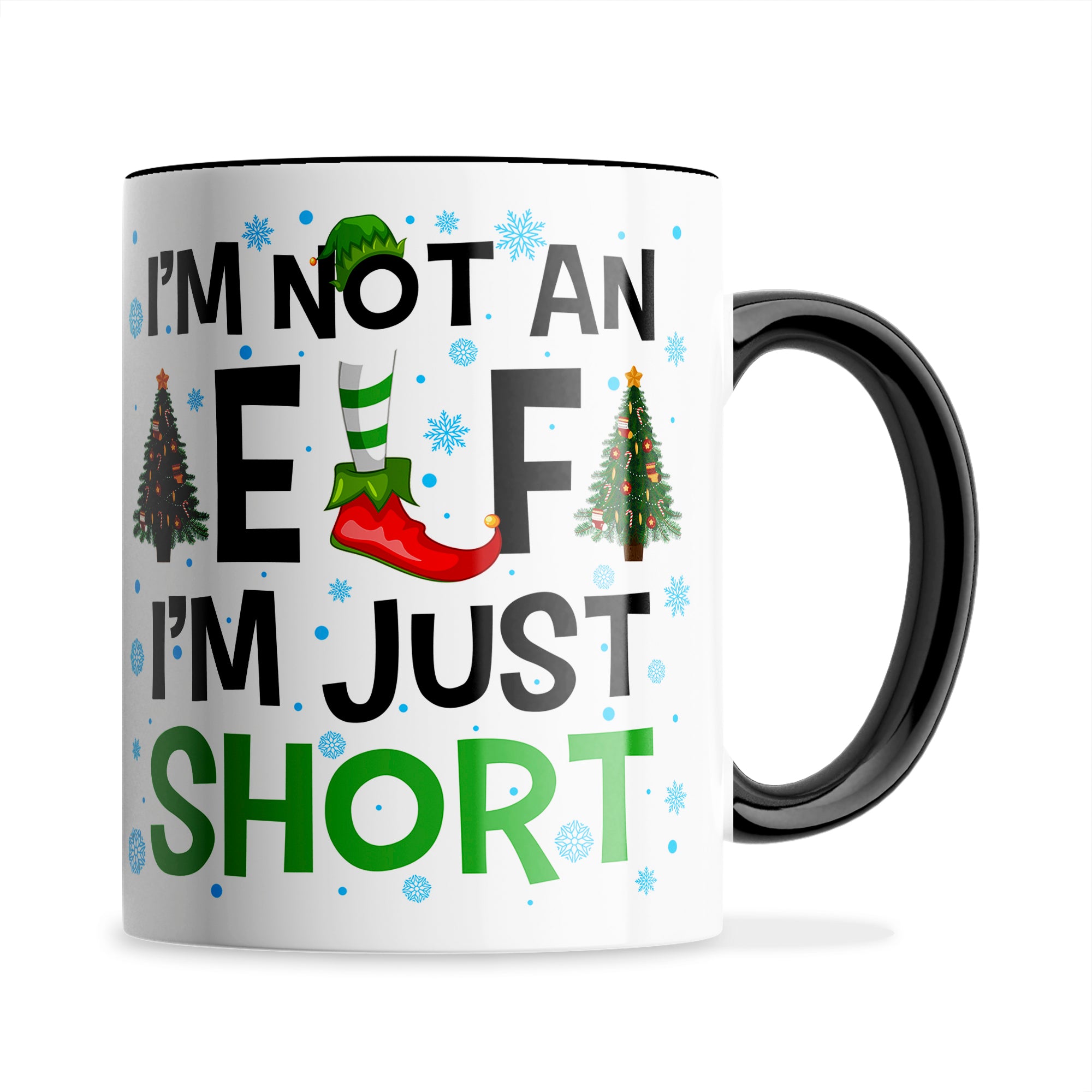 I'm Not An Elf I'm Just Short Christmas Ceramic Mug With Rubber Coaster