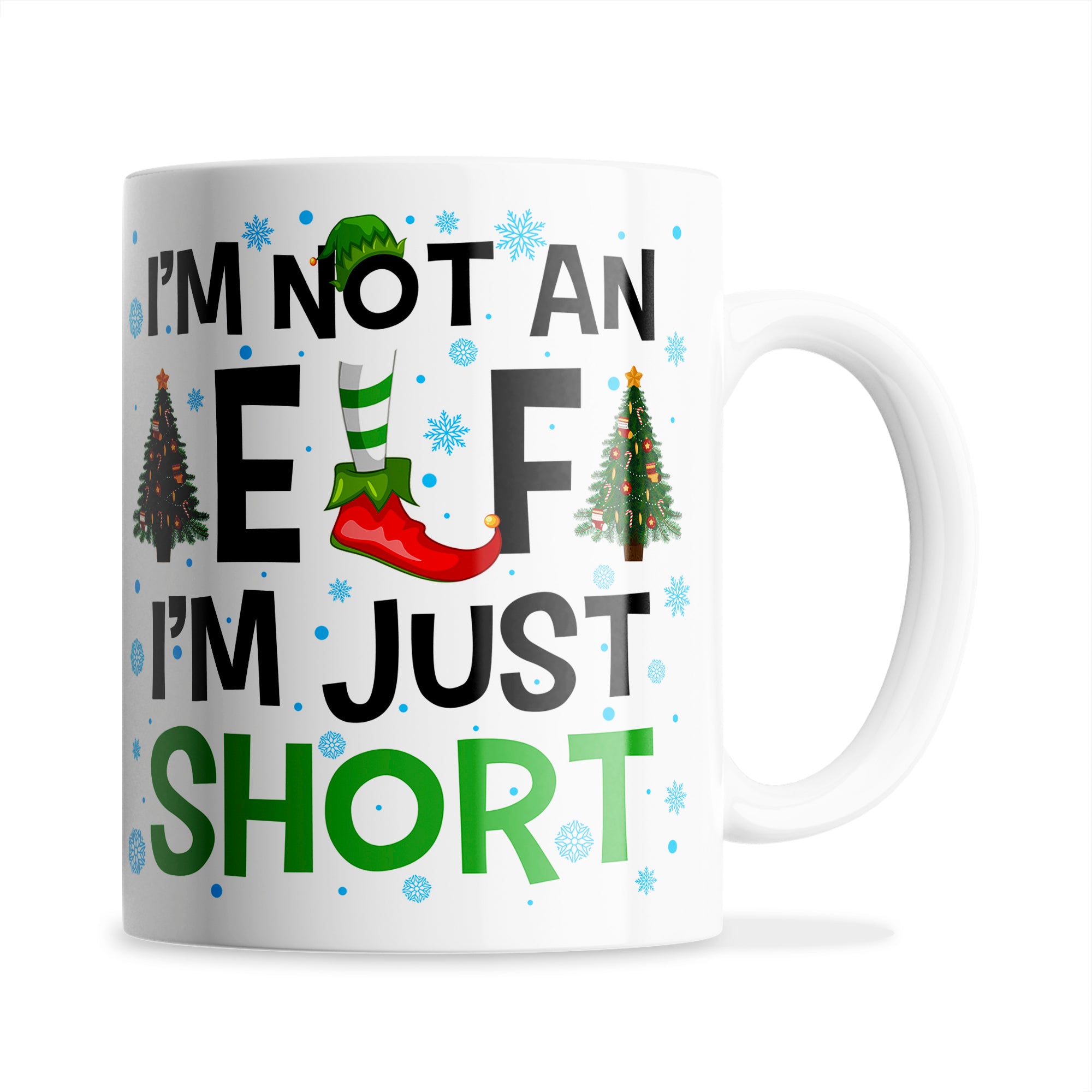 I'm Not An Elf I'm Just Short Christmas Ceramic Mug With Rubber Coaster