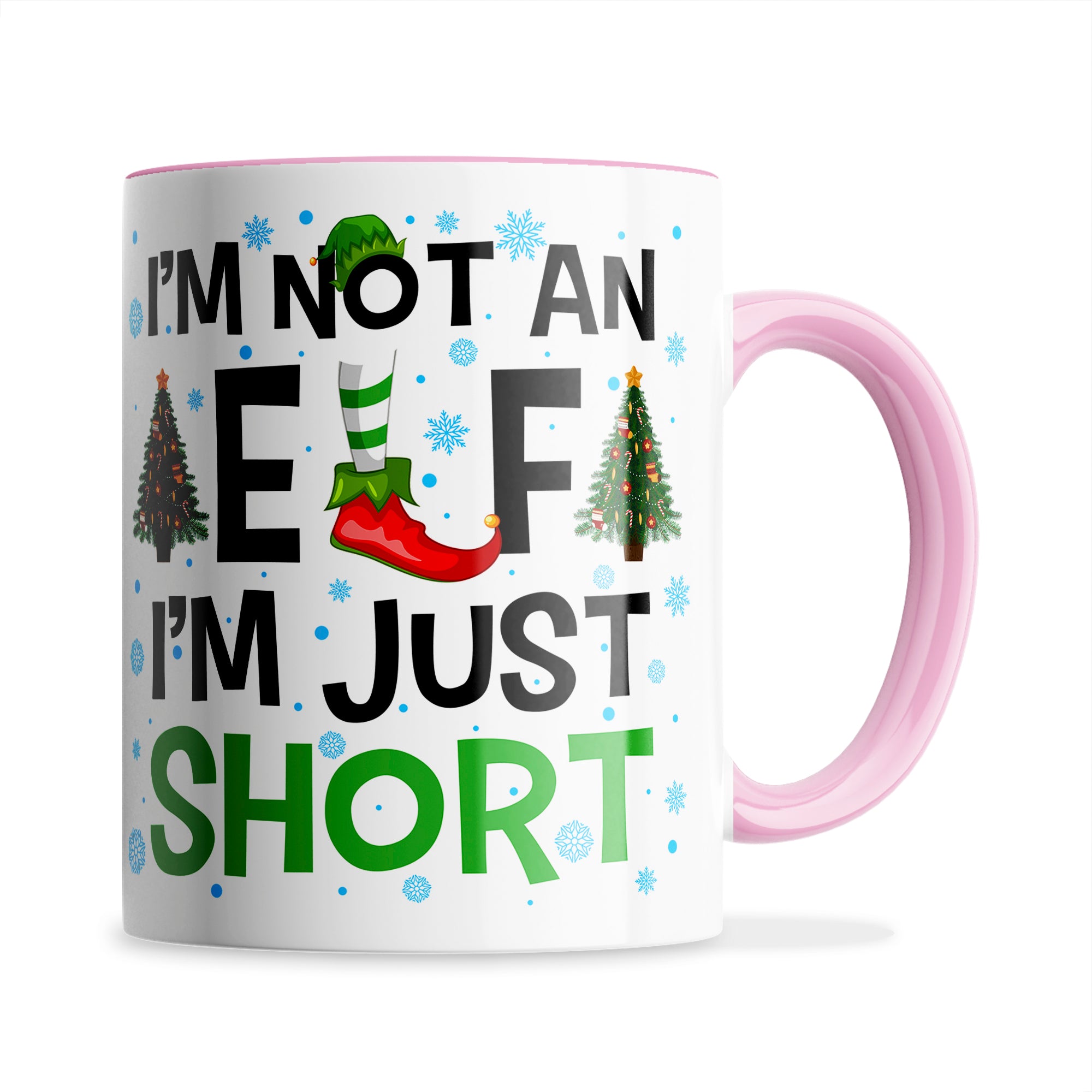 I'm Not An Elf I'm Just Short Christmas Ceramic Mug With Rubber Coaster