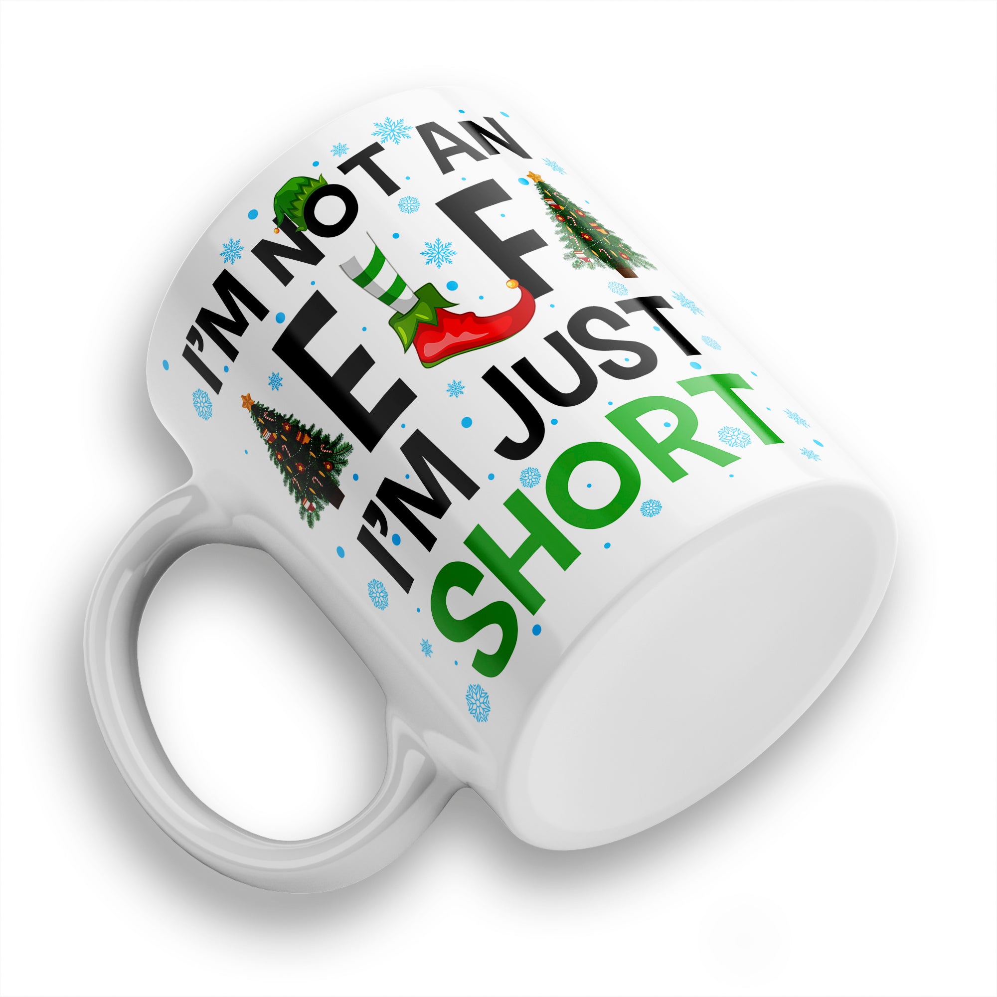 I'm Not An Elf I'm Just Short Christmas Ceramic Mug With High-Gloss Coaster