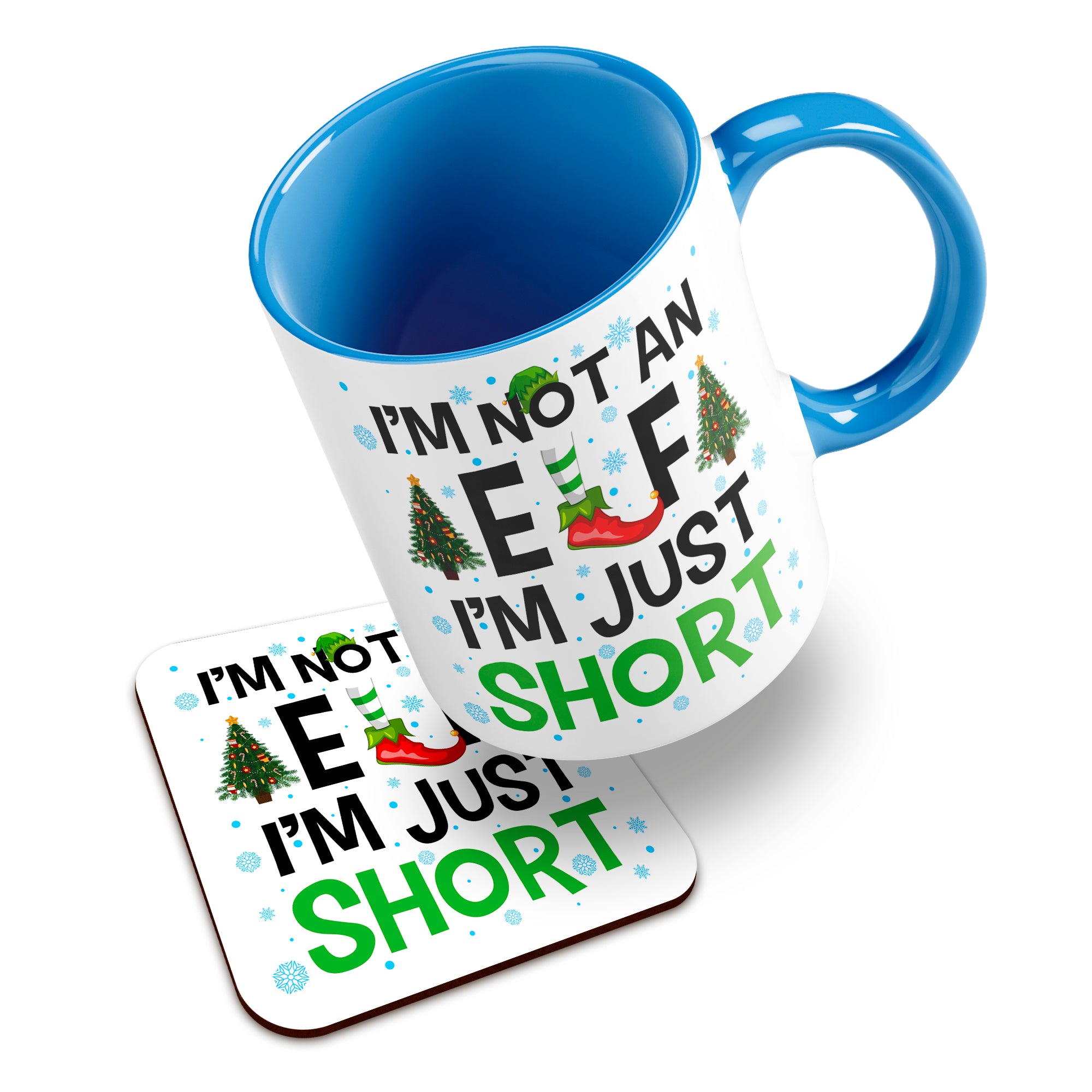 I'm Not An Elf I'm Just Short Christmas Ceramic Mug With High-Gloss Coaster