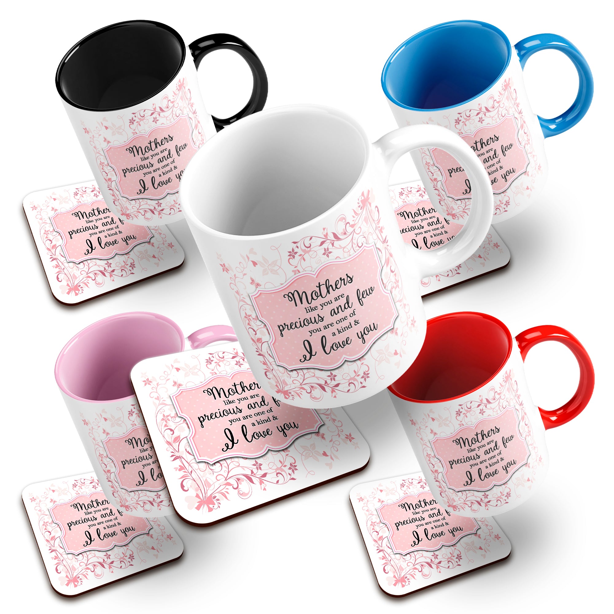 You Are One Of A Kind I Love You (Relation) Floral Ceramic Mug With High-Gloss Coaster