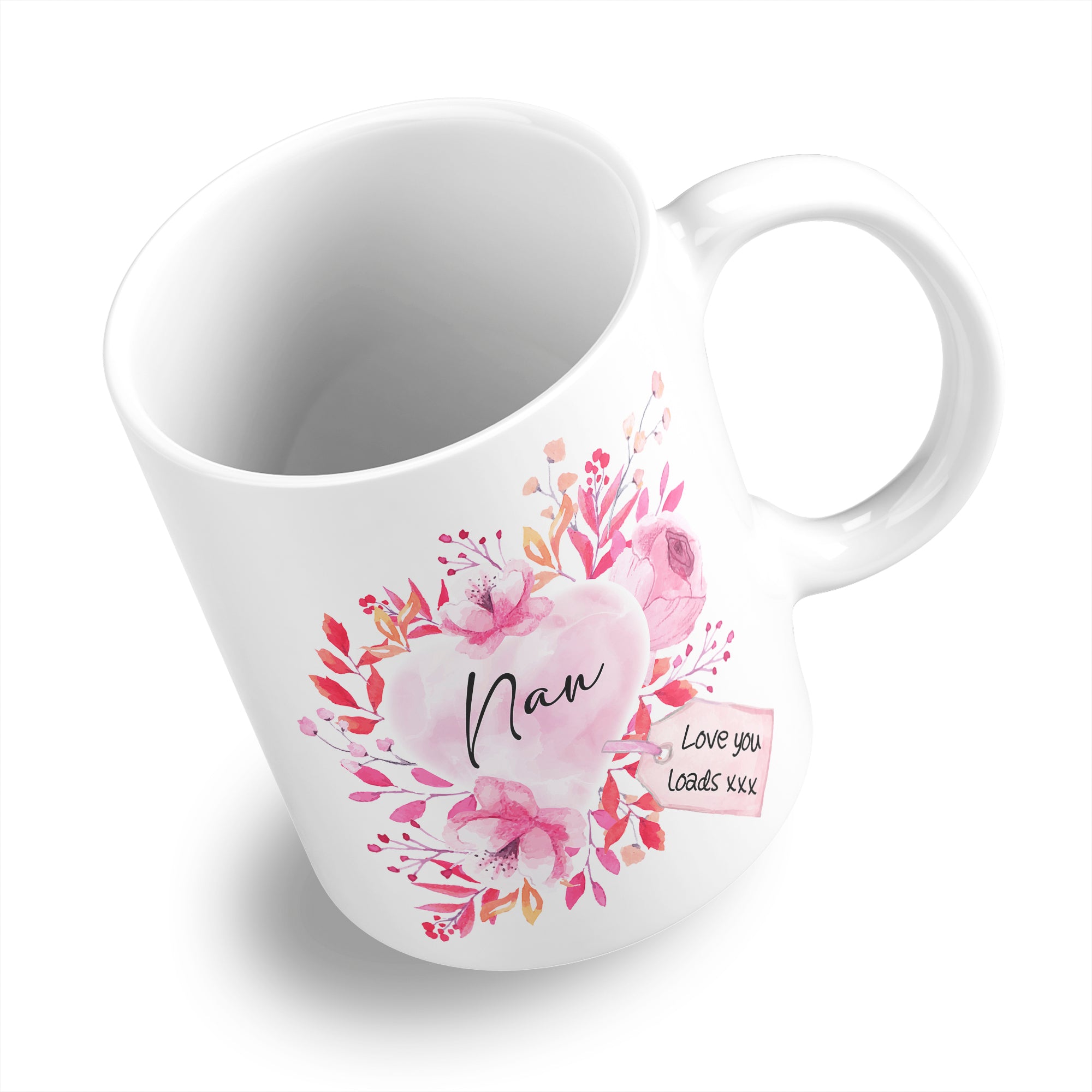Floral Watercolour Heart With Tag (Relation) Ceramic Coffee / Tea Mug