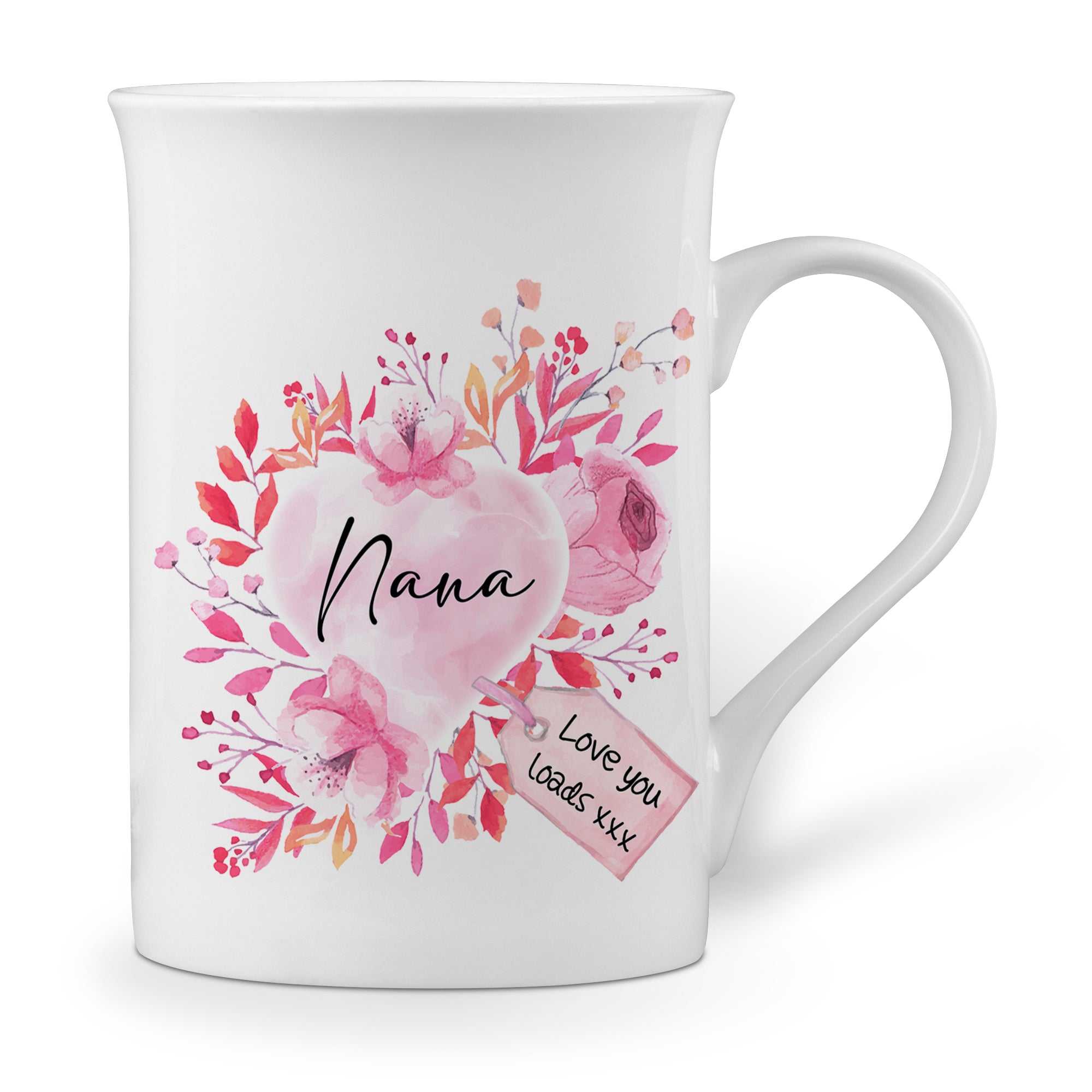 Floral Watercolour Heart With Tag (Relation) Windsor Bone China Mug