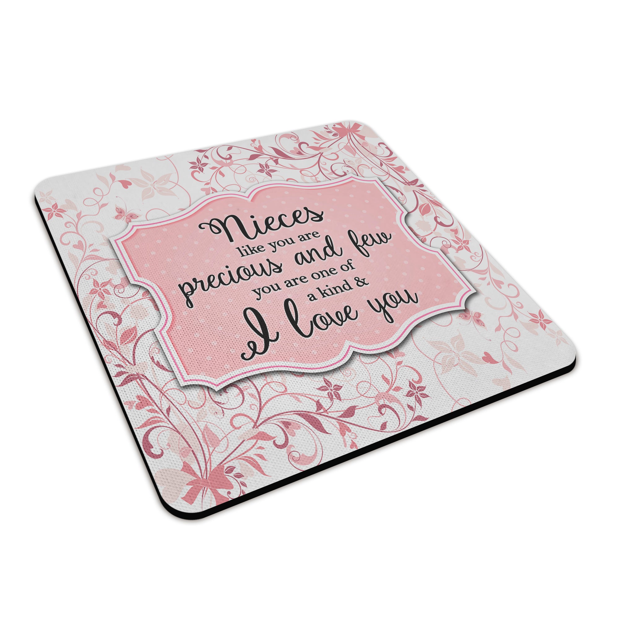 You Are One Of A Kind I Love You (Relation) Floral Square Fabric / Rubber Coaster