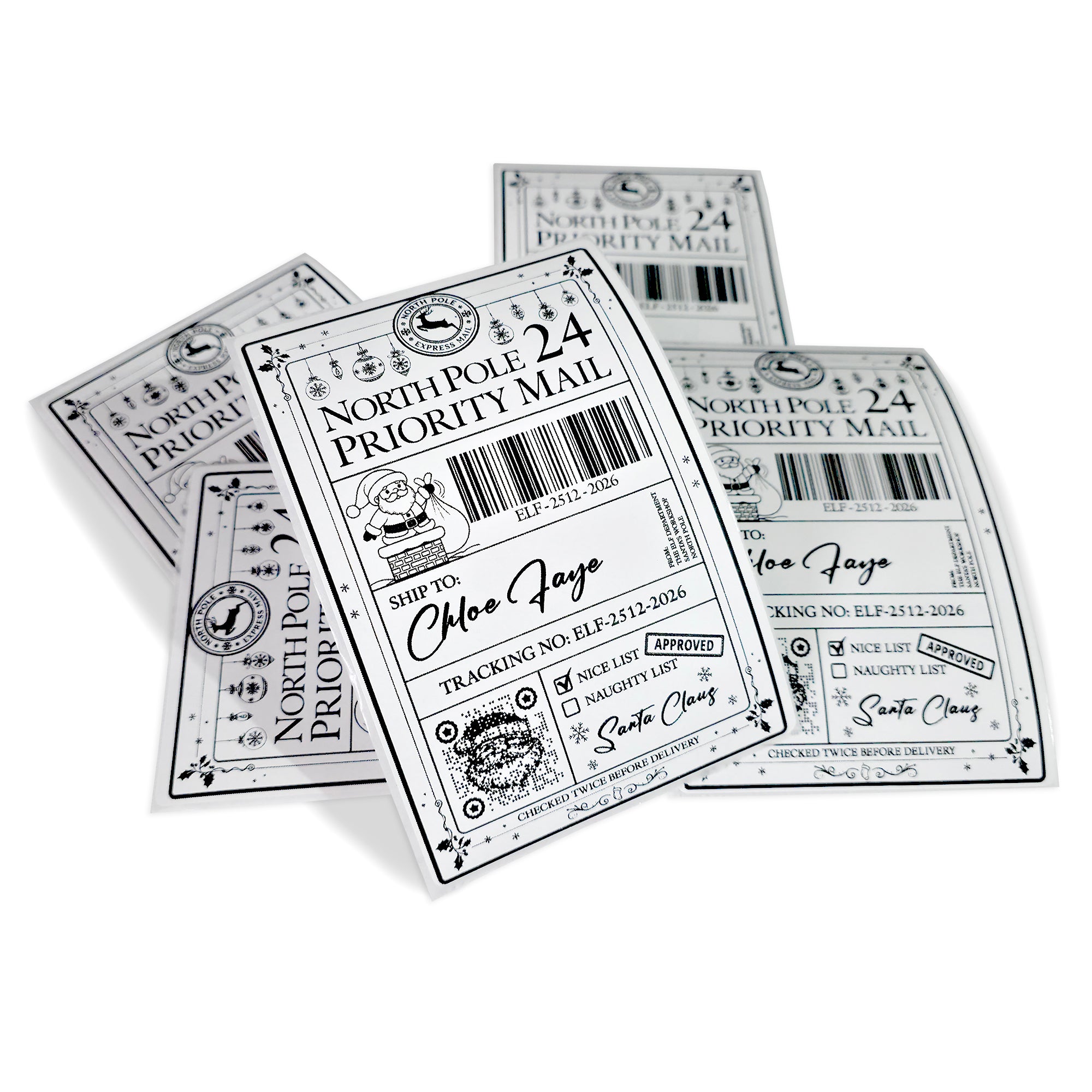 Personalised Santa Delivery North Pole Priority Mail 6x4 Sticky Labels