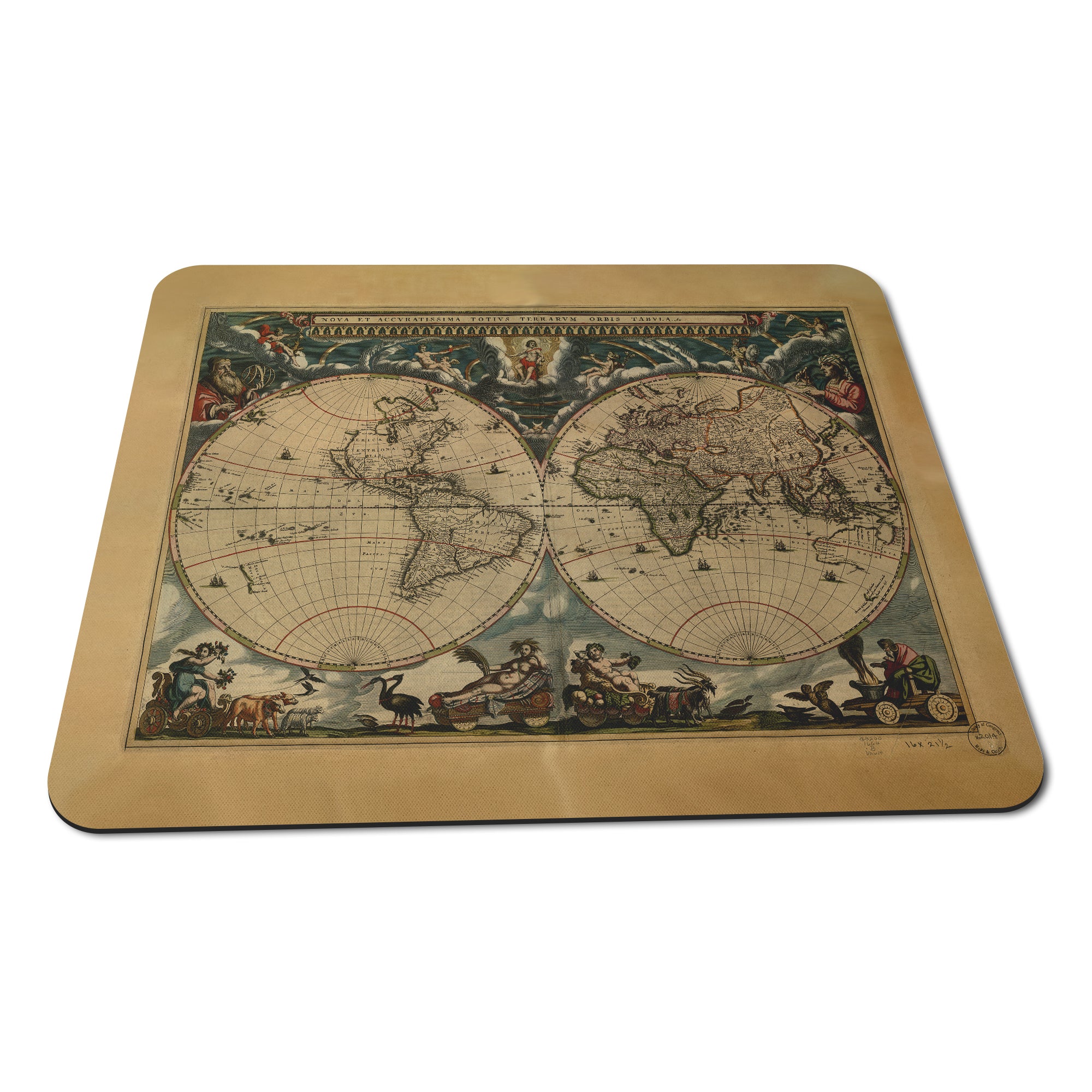 Old World Map Rubber Non-slip Computer PC Mousemat - Standard