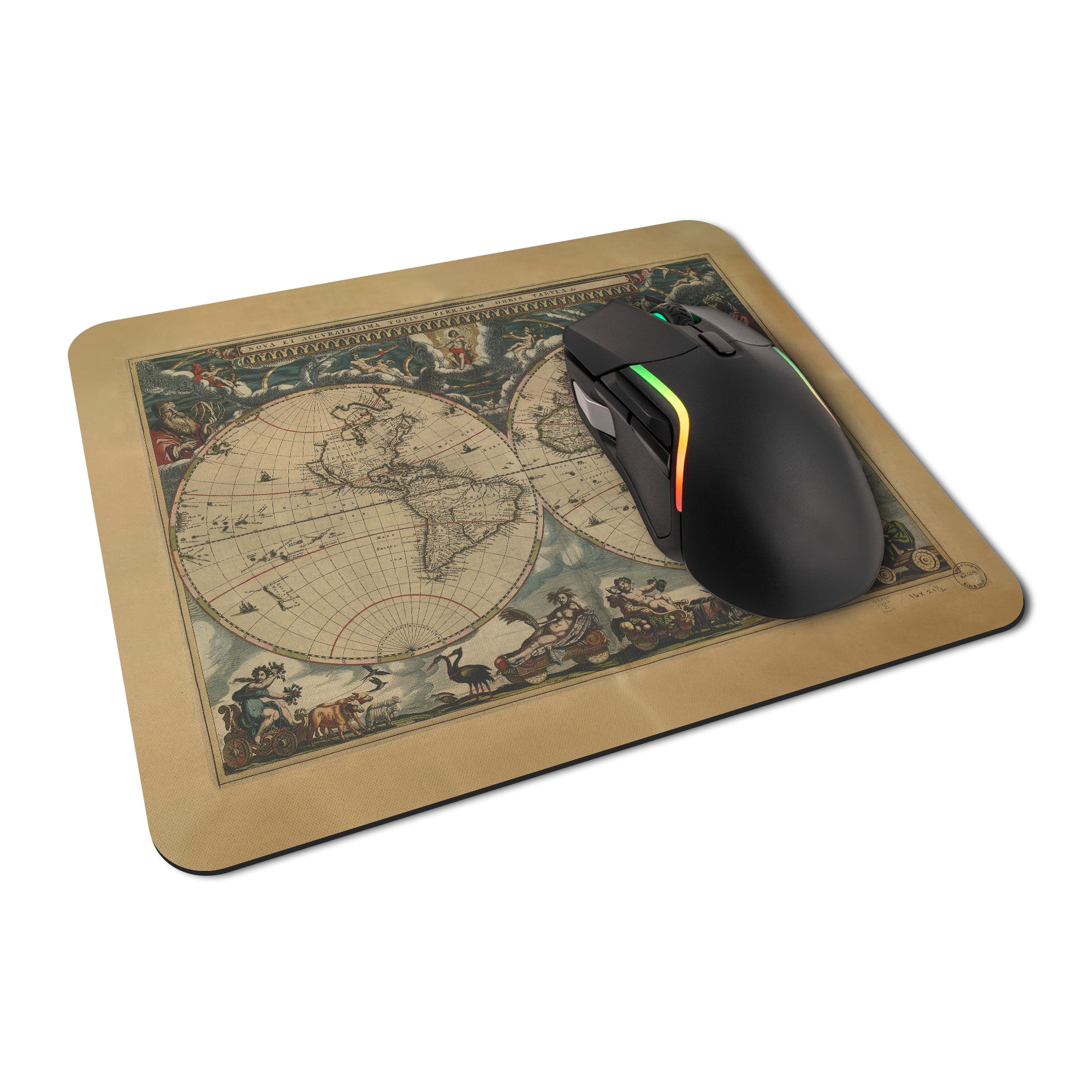 Old World Map Rubber Non-slip Computer PC Mousemat - Standard