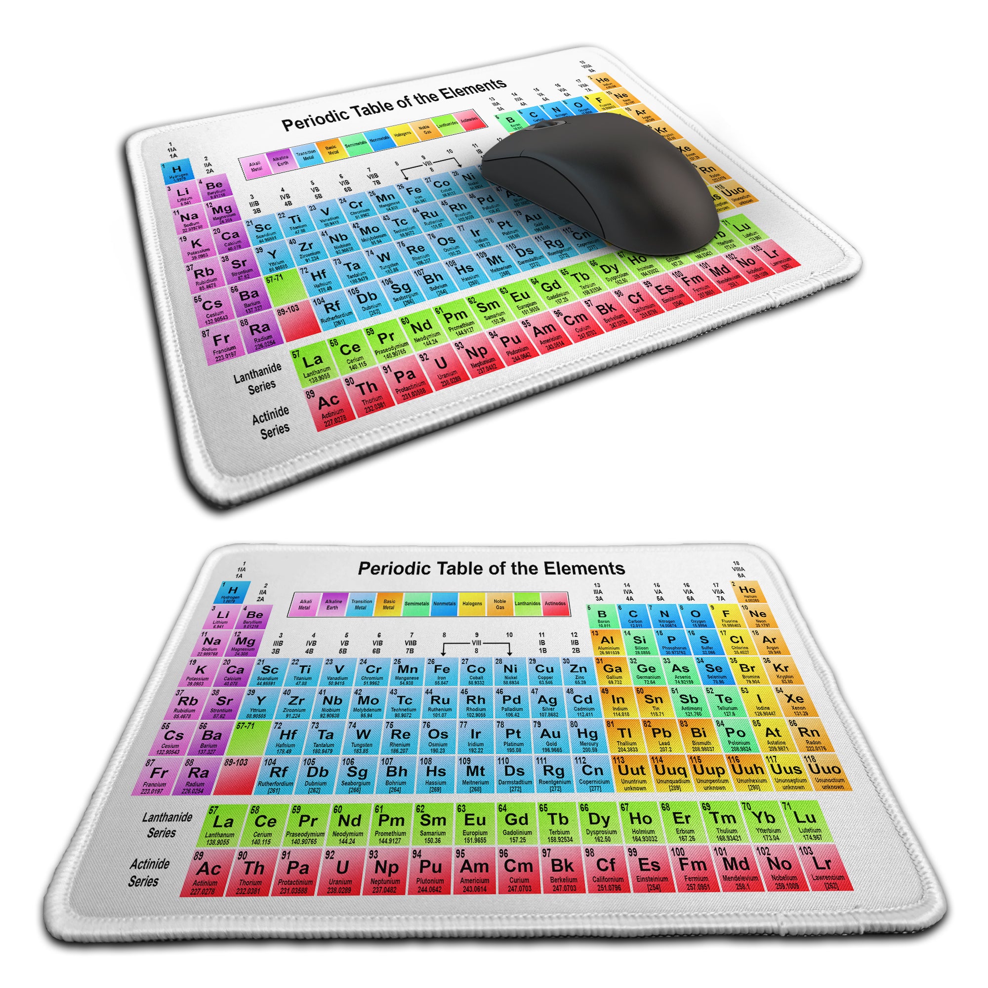 Periodic Table of the Elements Rubber Non-slip Computer PC Mousemat - Premium Stitched