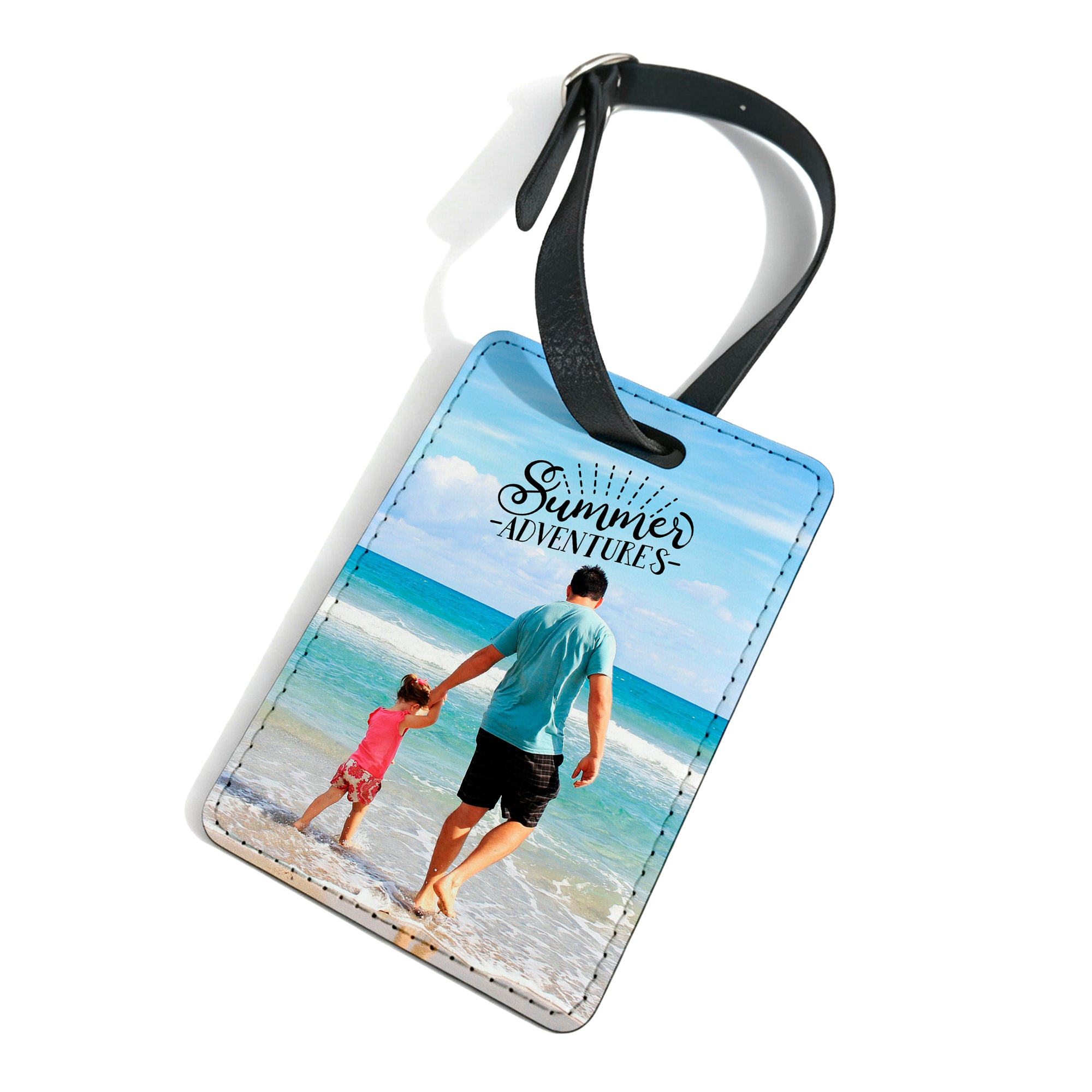 Personalised Any Image / Text PU Leather Luggage / Travel Bag Tag