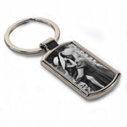 Personalised Any Image / Text Rectangle Metal Keyring (Curved Edge)
