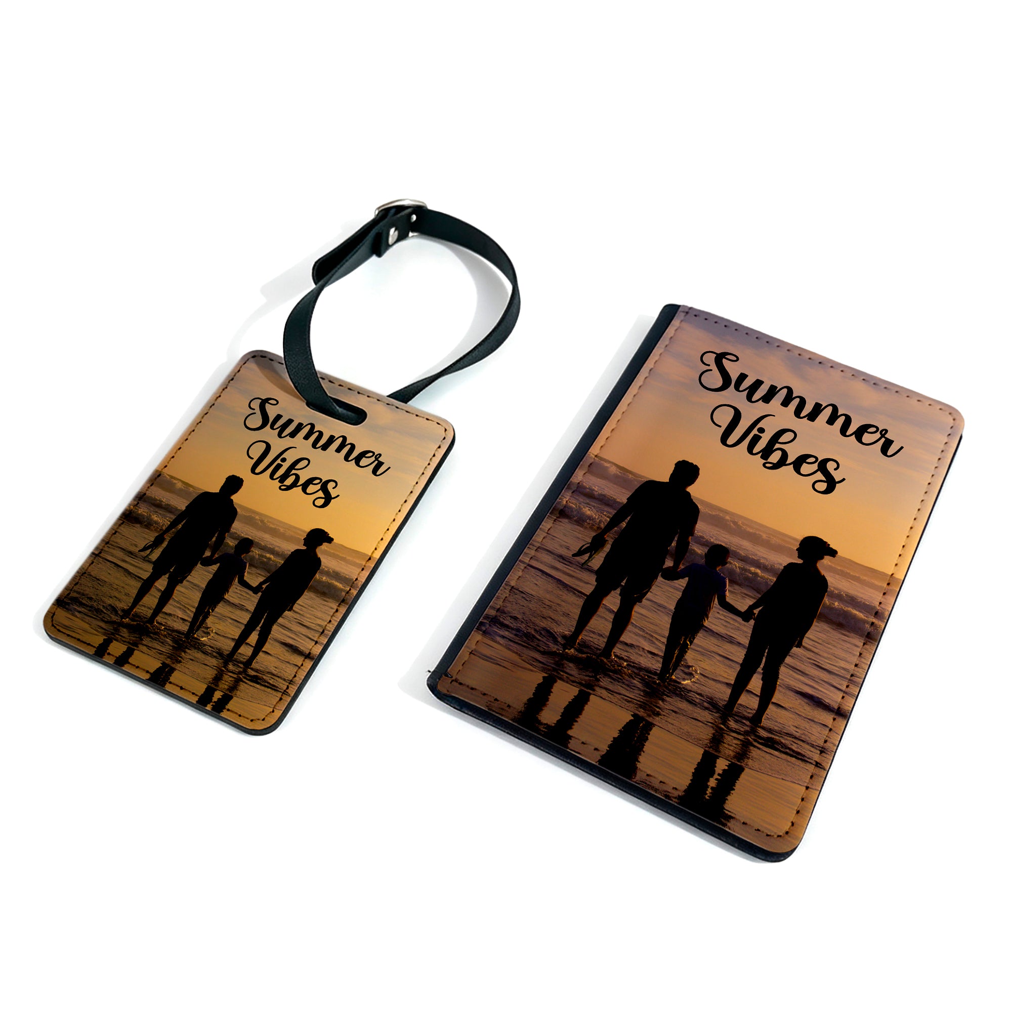 Personalised Any Image / Text Passport Holder & Luggage Tag Set