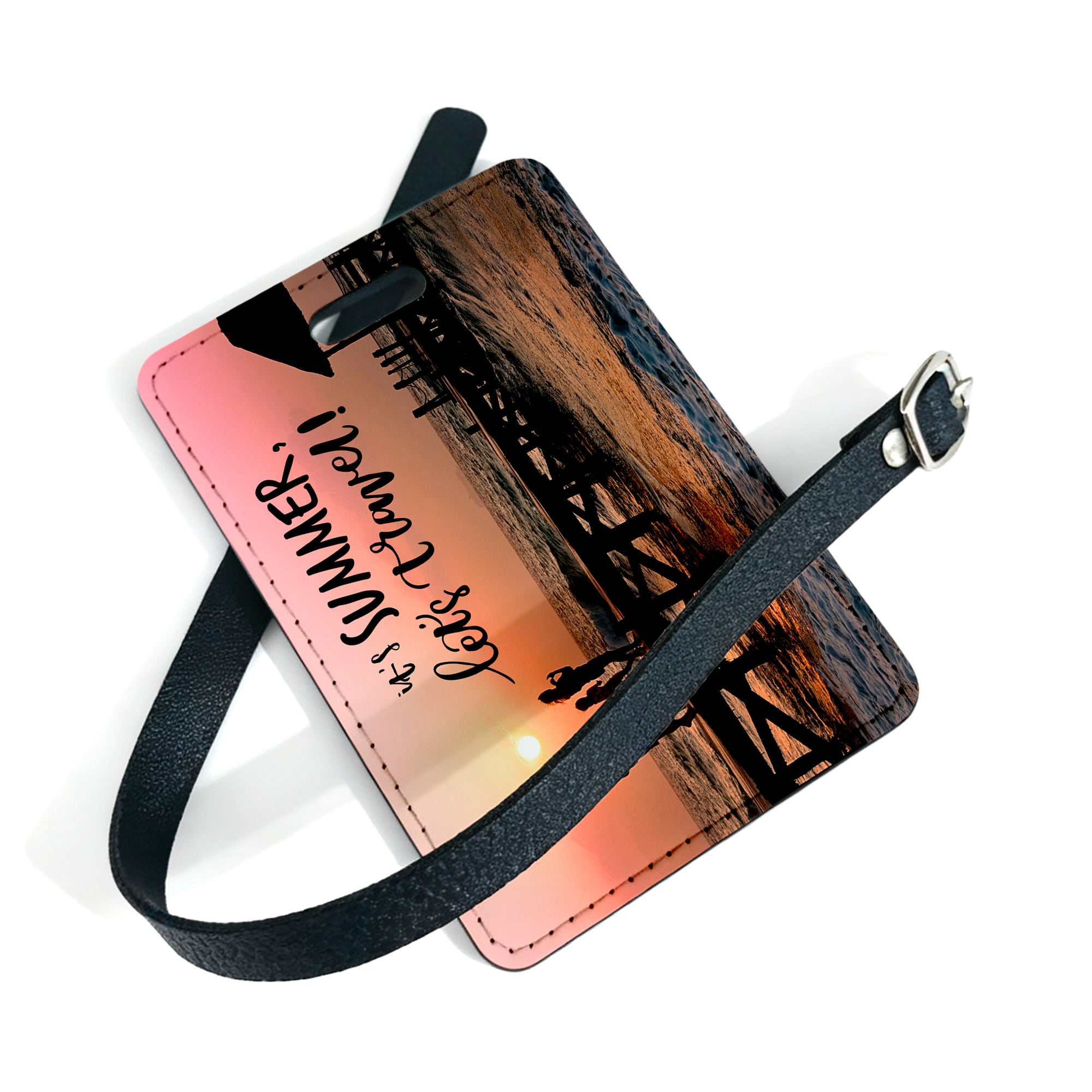 Personalised Any Image / Text PU Leather Luggage / Travel Bag Tag