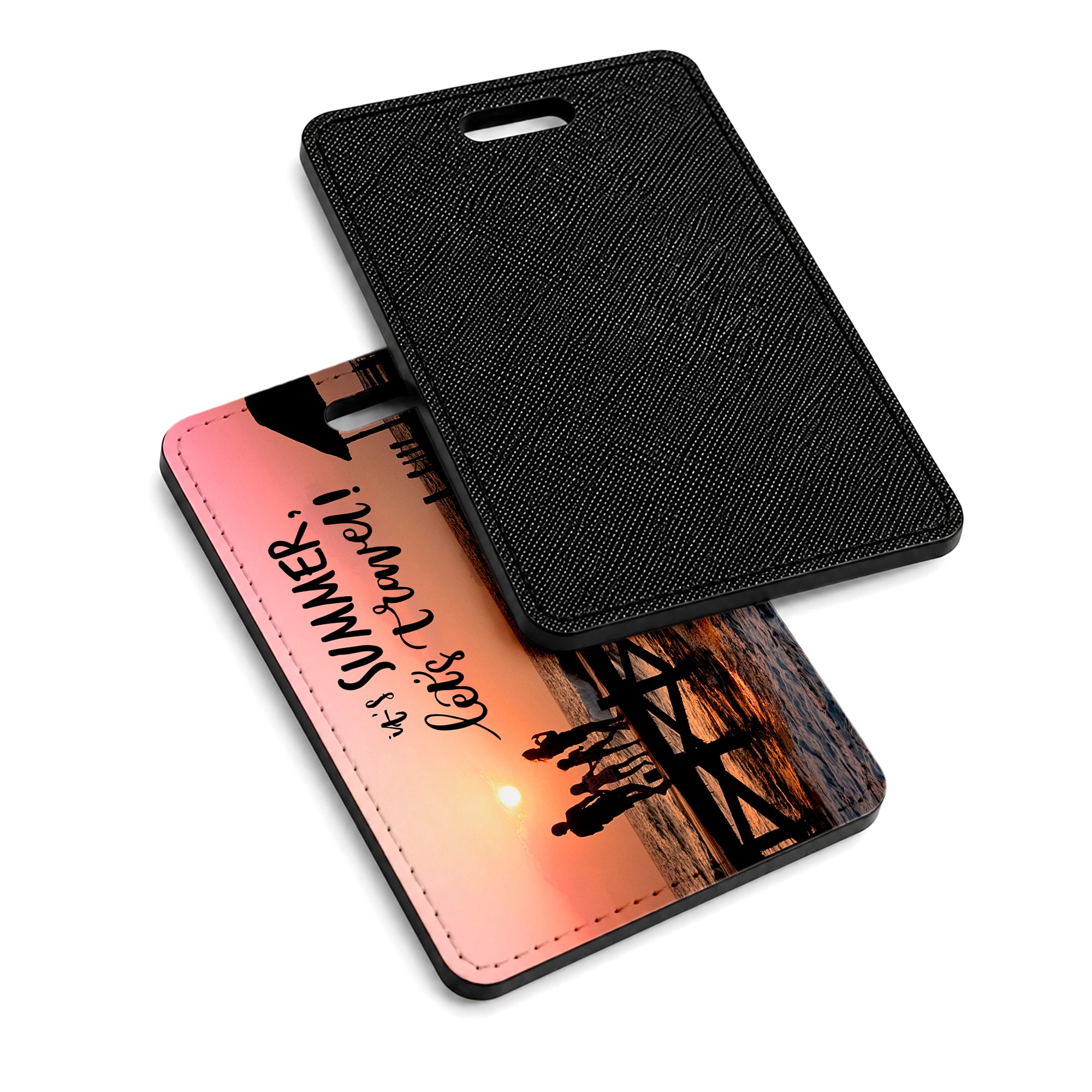 Personalised Any Image / Text PU Leather Luggage / Travel Bag Tag