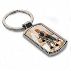 Personalised Any Image / Text Rectangle Metal Keyring (Curved Edge)