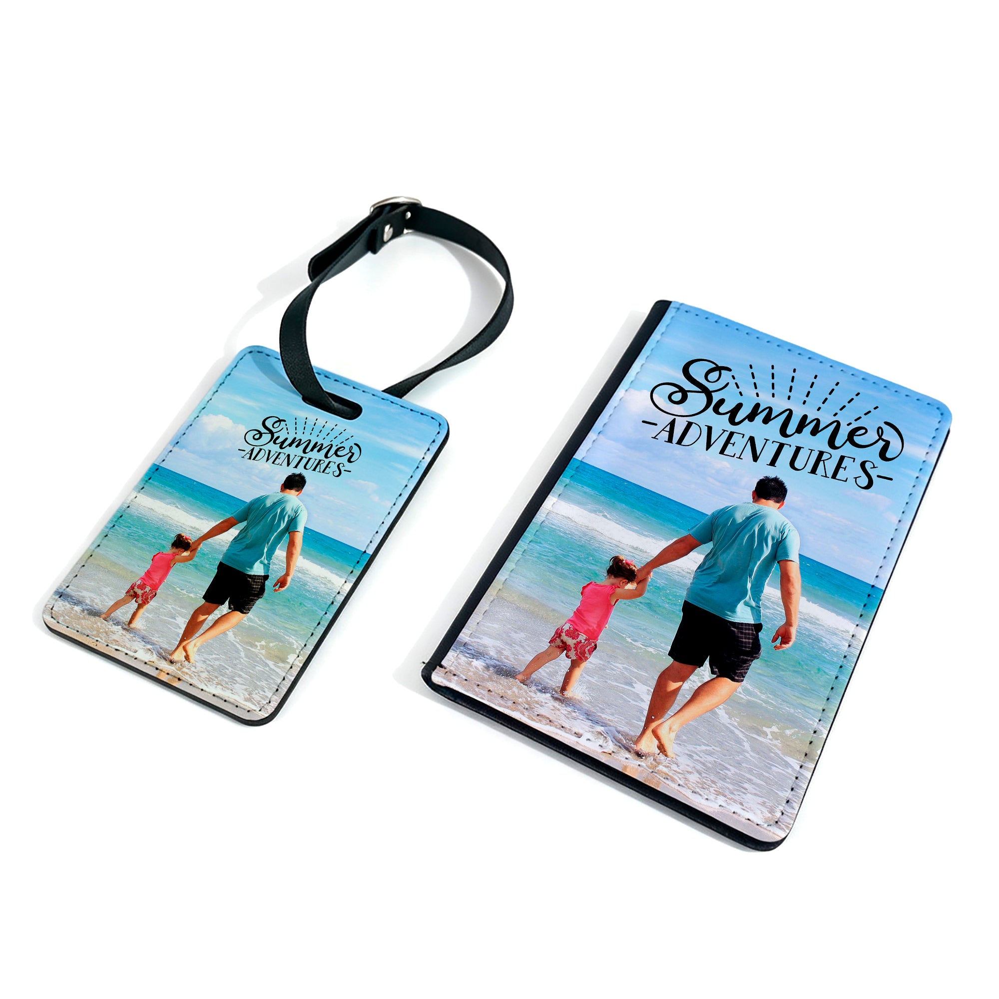 Personalised Any Image / Text Passport Holder & Luggage Tag Set