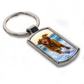 Personalised Any Image / Text Rectangle Metal Keyring (Curved Edge)