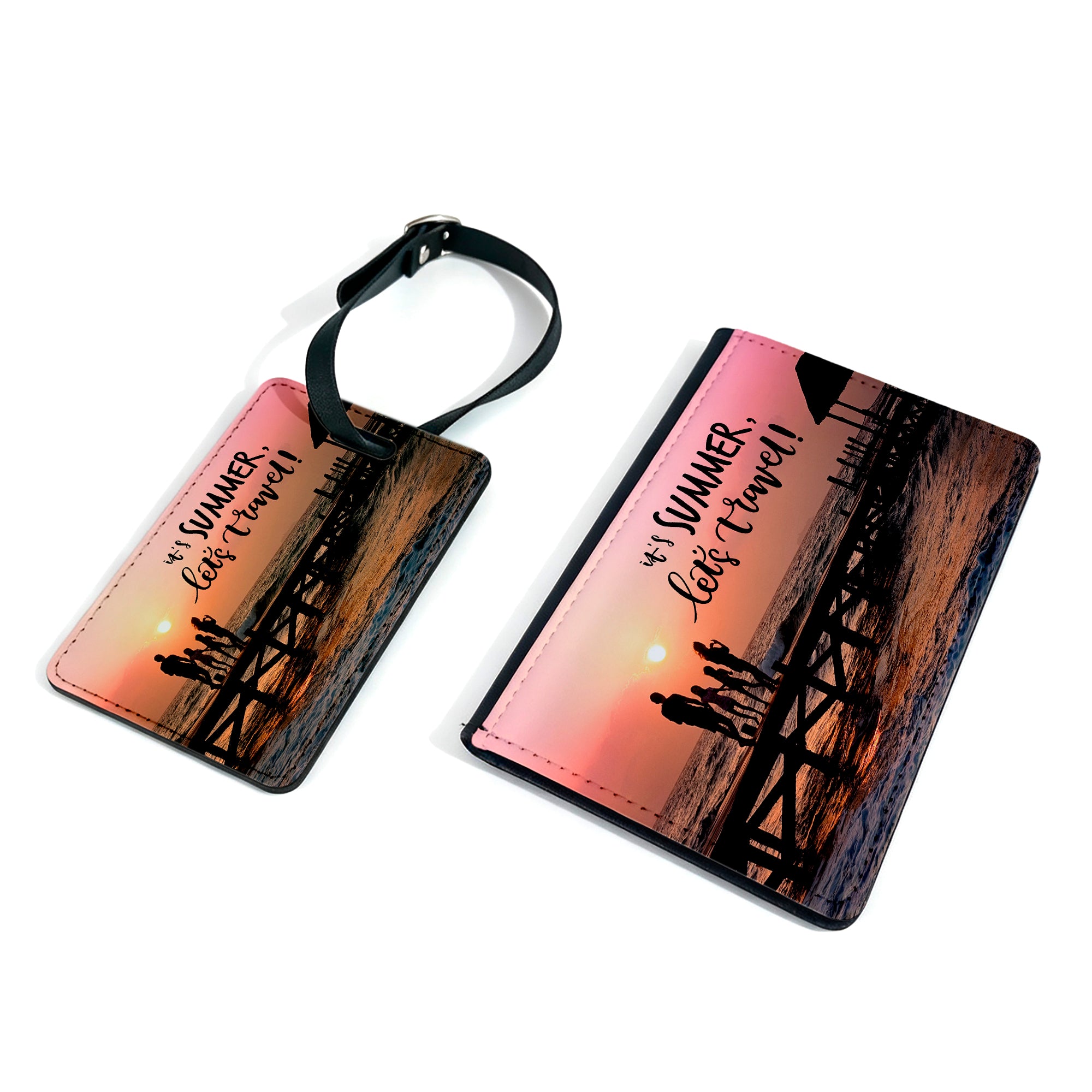 Personalised Any Image / Text Passport Holder & Luggage Tag Set