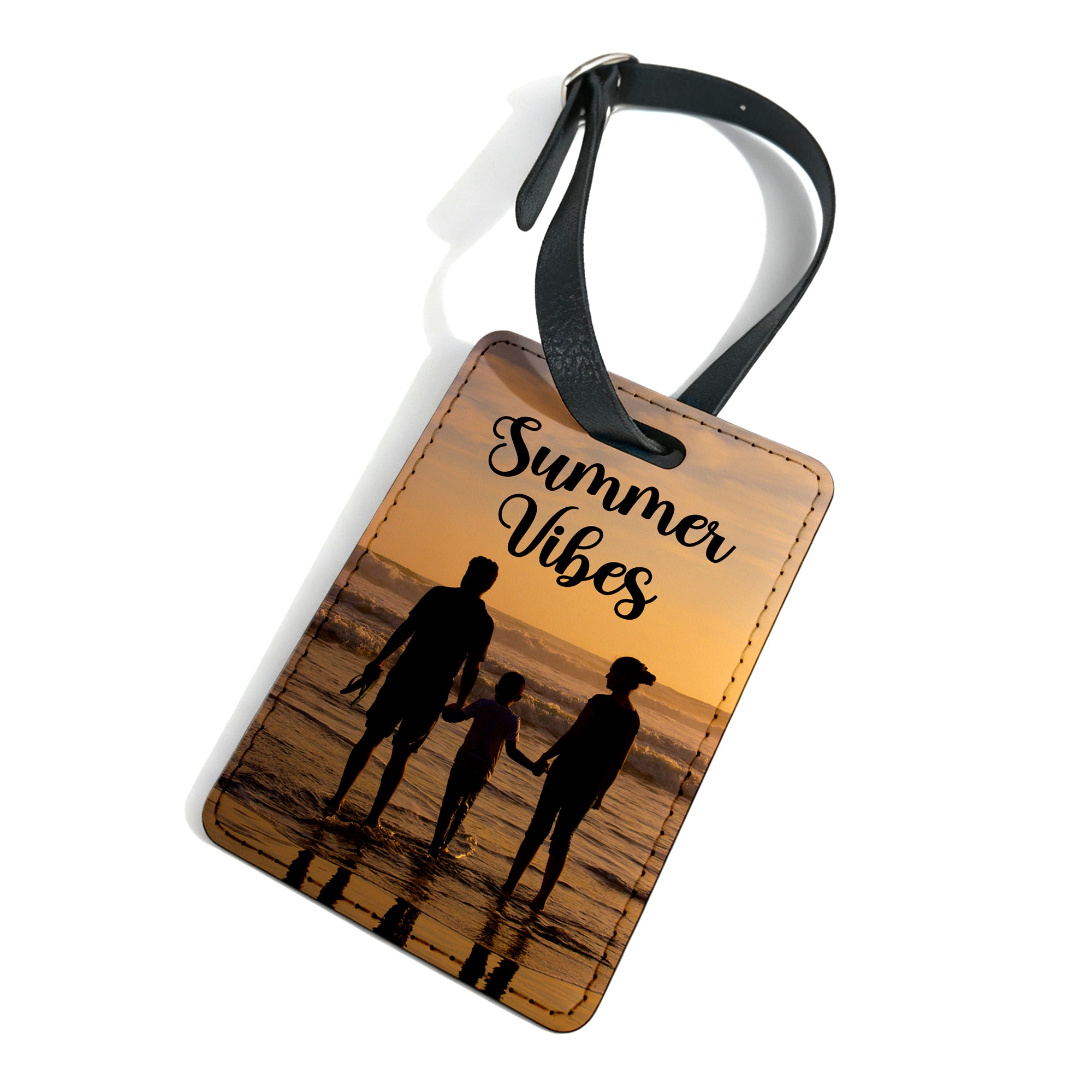 Personalised Any Image / Text PU Leather Luggage / Travel Bag Tag