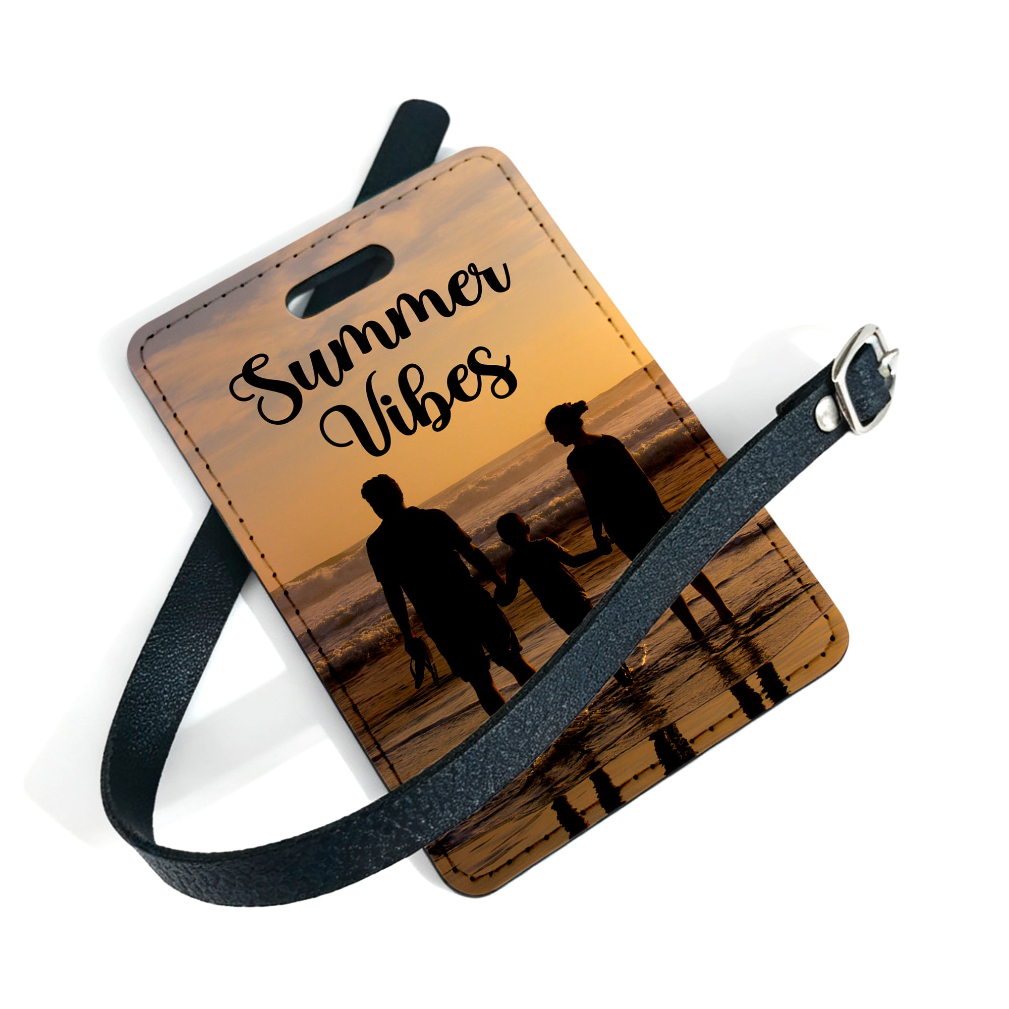 Personalised Any Image / Text PU Leather Luggage / Travel Bag Tag