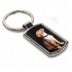 Personalised Any Image / Text Rectangle Metal Keyring (Curved Edge)