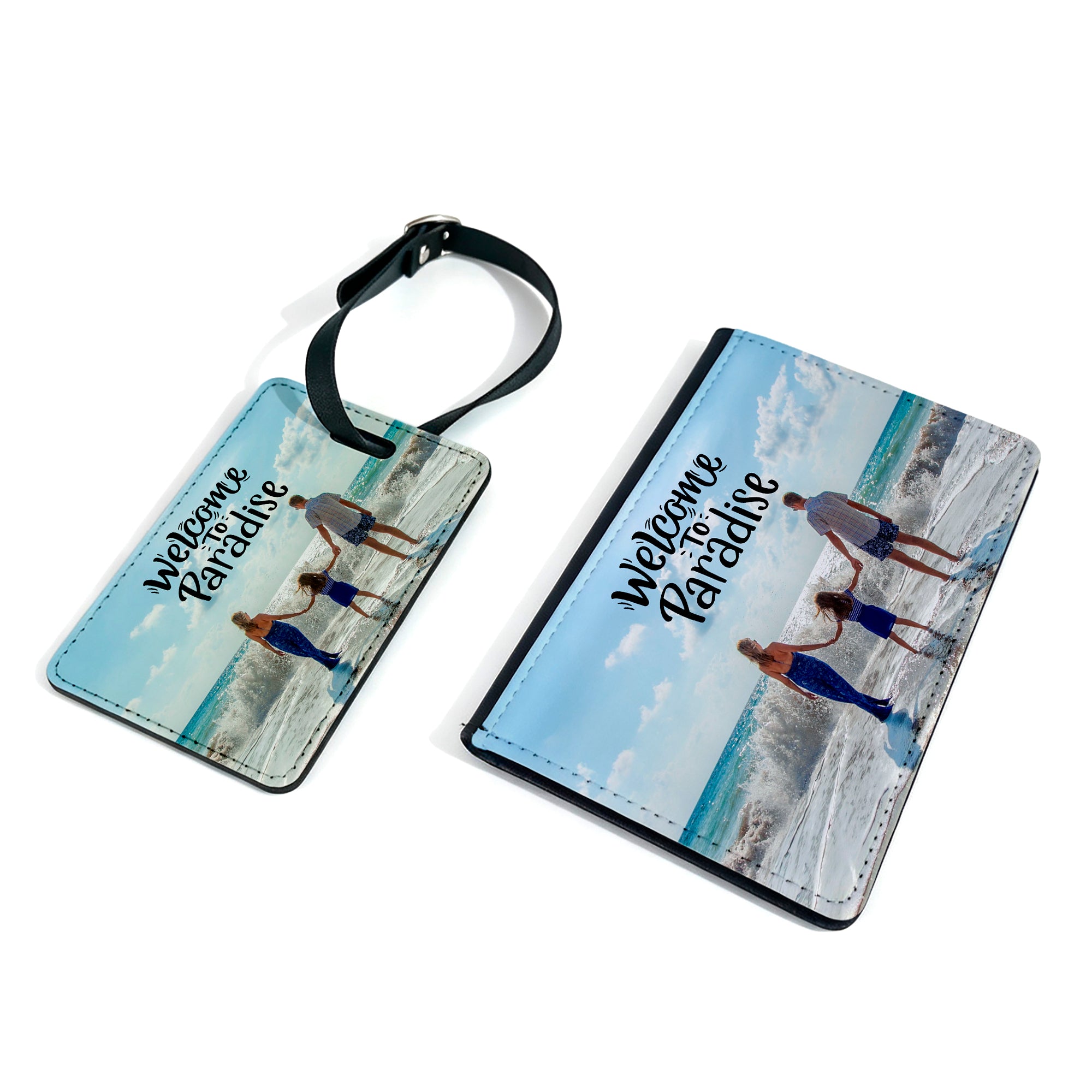 Personalised Any Image / Text Passport Holder & Luggage Tag Set