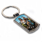 Personalised Any Image / Text Rectangle Metal Keyring (Curved Edge)