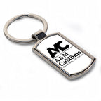 Personalised Any Image / Text Rectangle Metal Keyring (Curved Edge)
