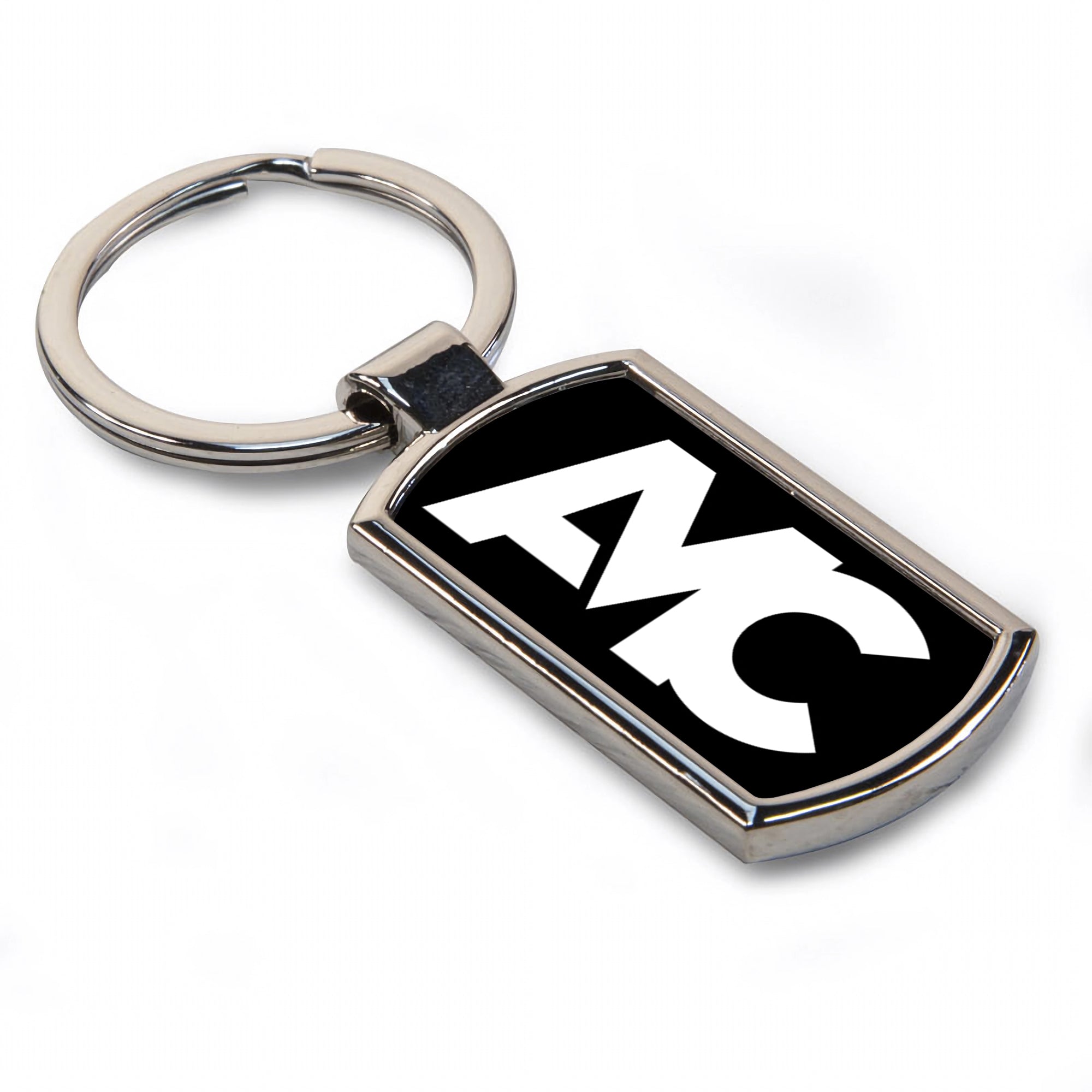 Personalised Any Image / Text Rectangle Metal Keyring (Curved Edge)