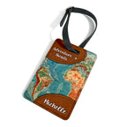 Personalised Adventure Awaits (World Map) PU Leather Luggage / Travel Bag Tag