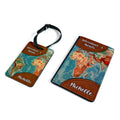 Personalised Adventure Awaits (World Map) Passport Holder & Luggage Tag Set