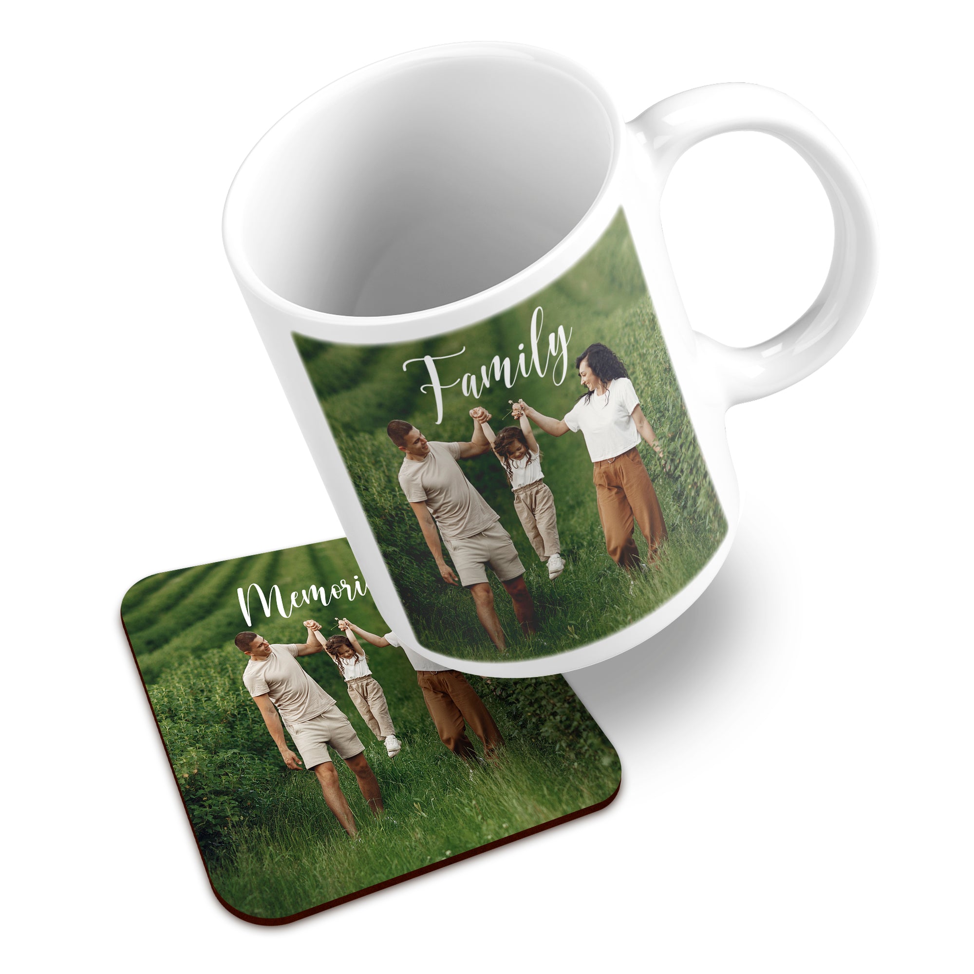 Personalised Photo Mug Custom Design Cup Text Name Logo With High-Gloss Coaster