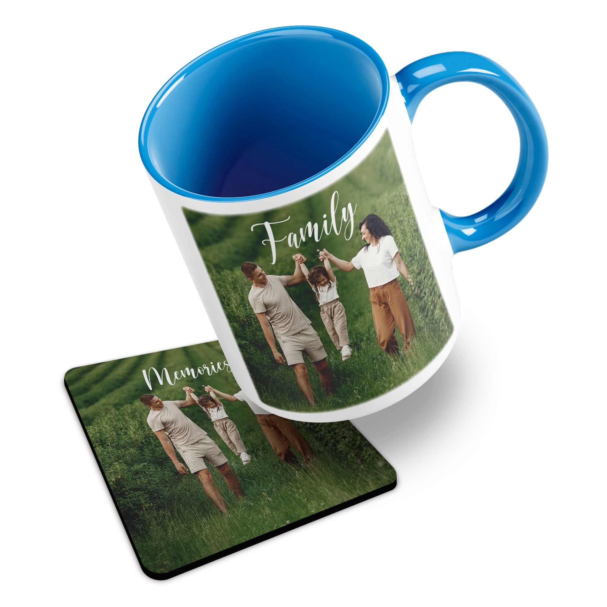 Personalised Photo Mug Custom Design Cup Text Name Logo With Rubber Coaster