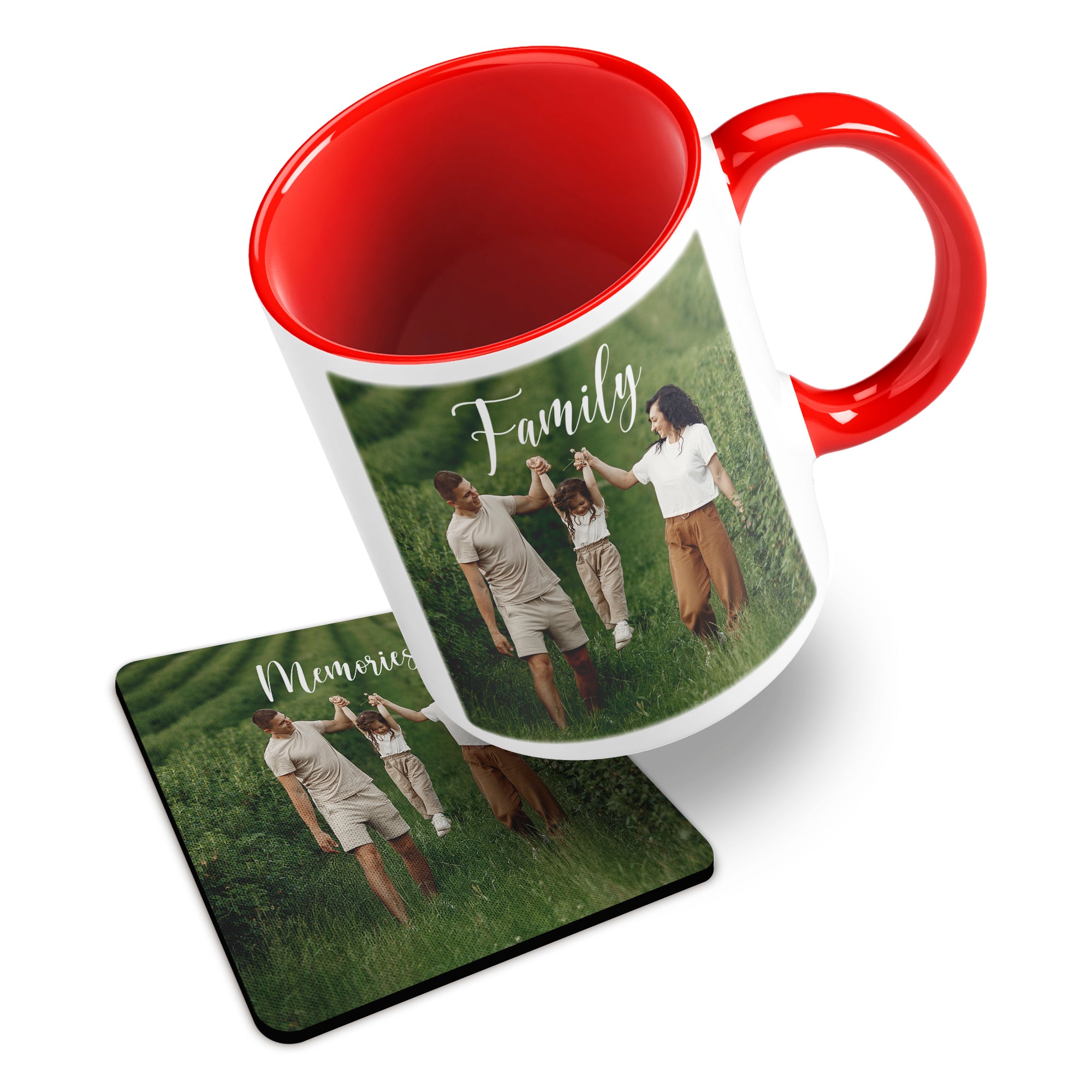 Personalised Photo Mug Custom Design Cup Text Name Logo With Rubber Coaster