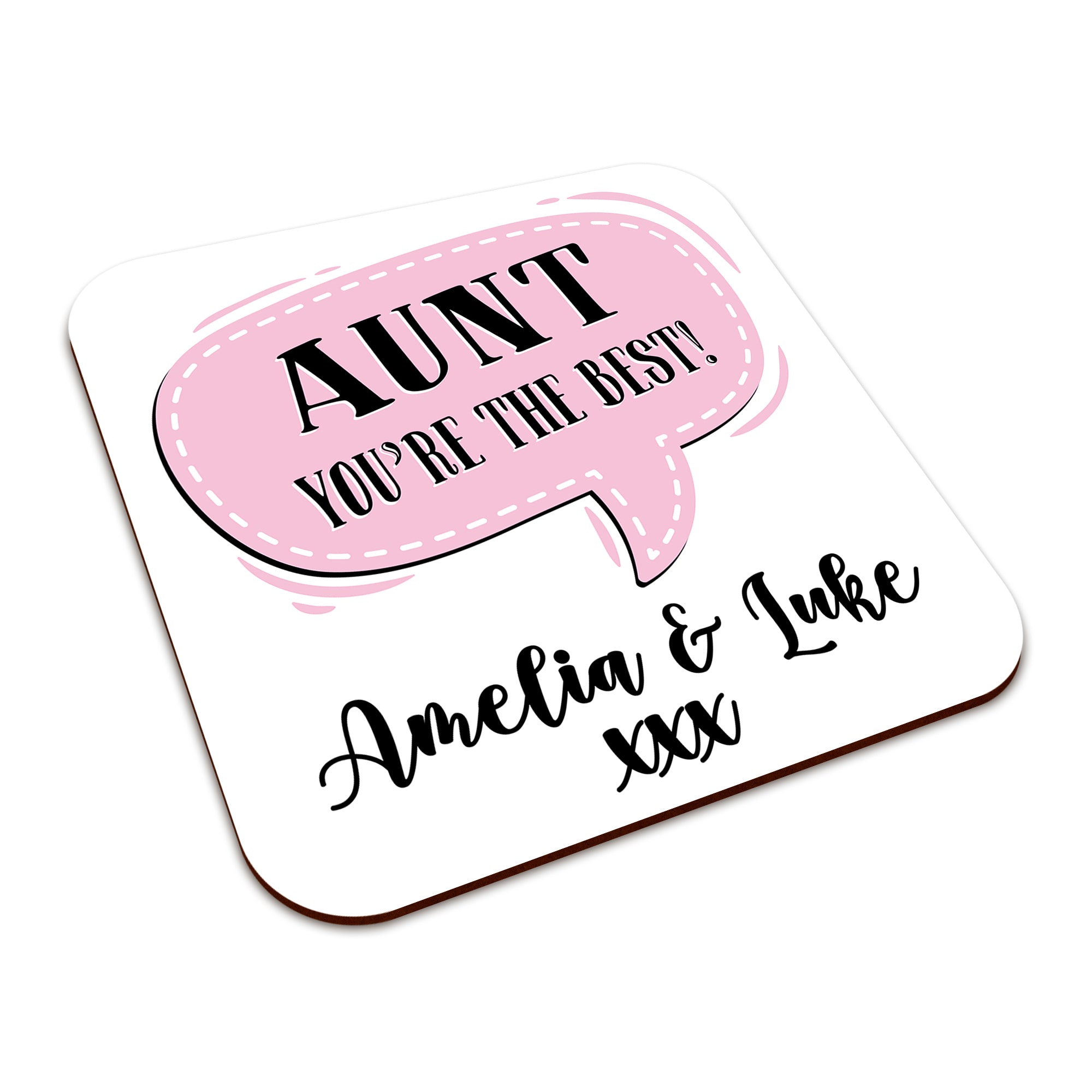 Personalised (Female Relation) You're The Best Square Smooth High-Gloss Finished Coaster