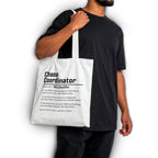 Personalised (Name) Chaos Coordinator Sarcastic Definition White Reusable Shopper Tote Bag